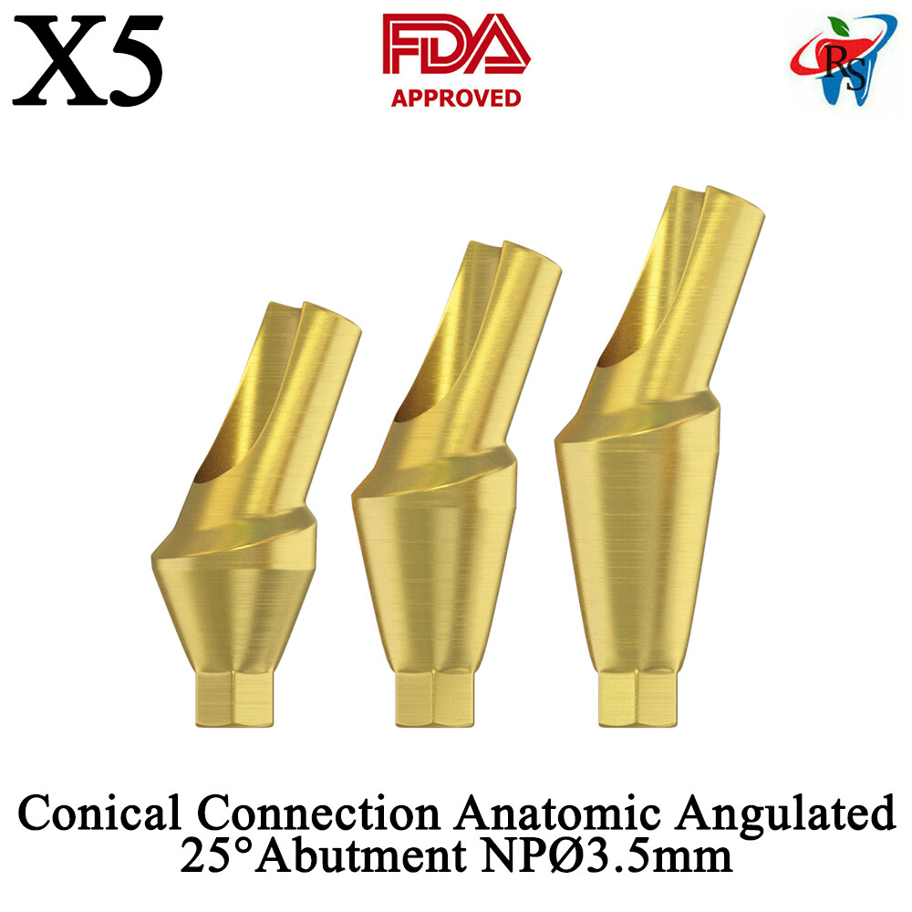 5pcs DSI Abutments Anatomic Angulated 25° Conical Connection NP Ø3.5mm 1.5-4.5mm