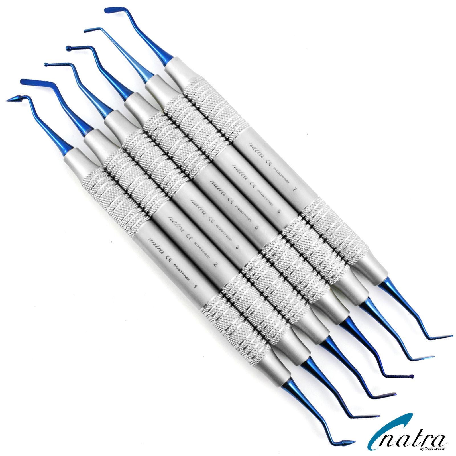6 Composite Dental Filling Instrument Probe Scaler spatula heidman + TRAY NATRA