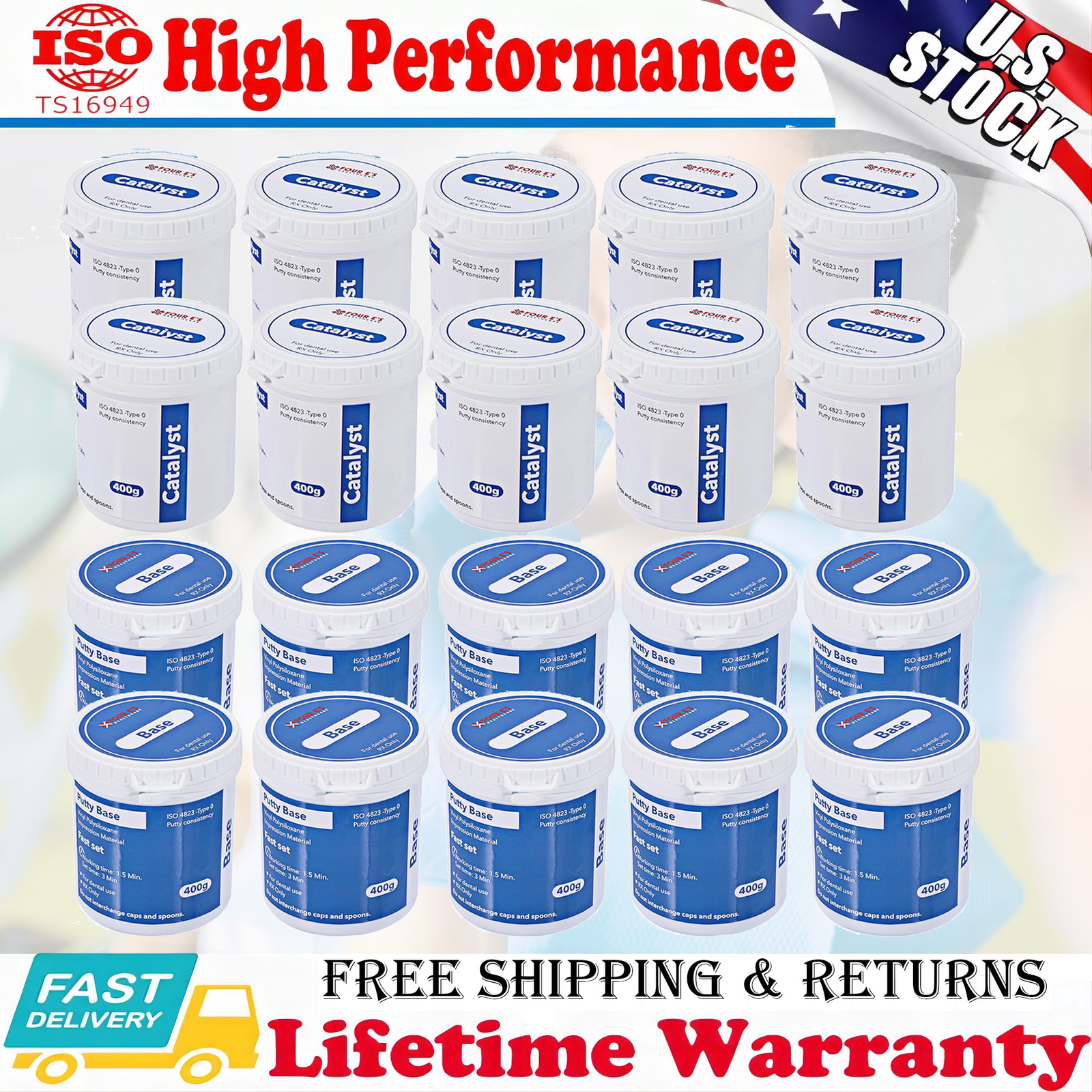 Dental Putty Fast Set PVS VPS Impression Material Silicon Hydrophilic 20x 400g