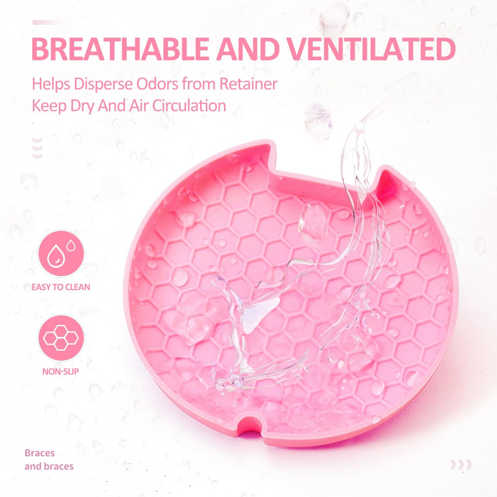 Gaboolo Retainer Case Slim Aligner with Vent Holes Removable Opaque Pink