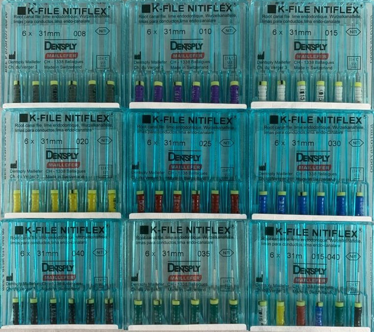 Dentsply Maillefer K-file Endodontic NiTiFlex steel 31mm All sizes 30 files/pk