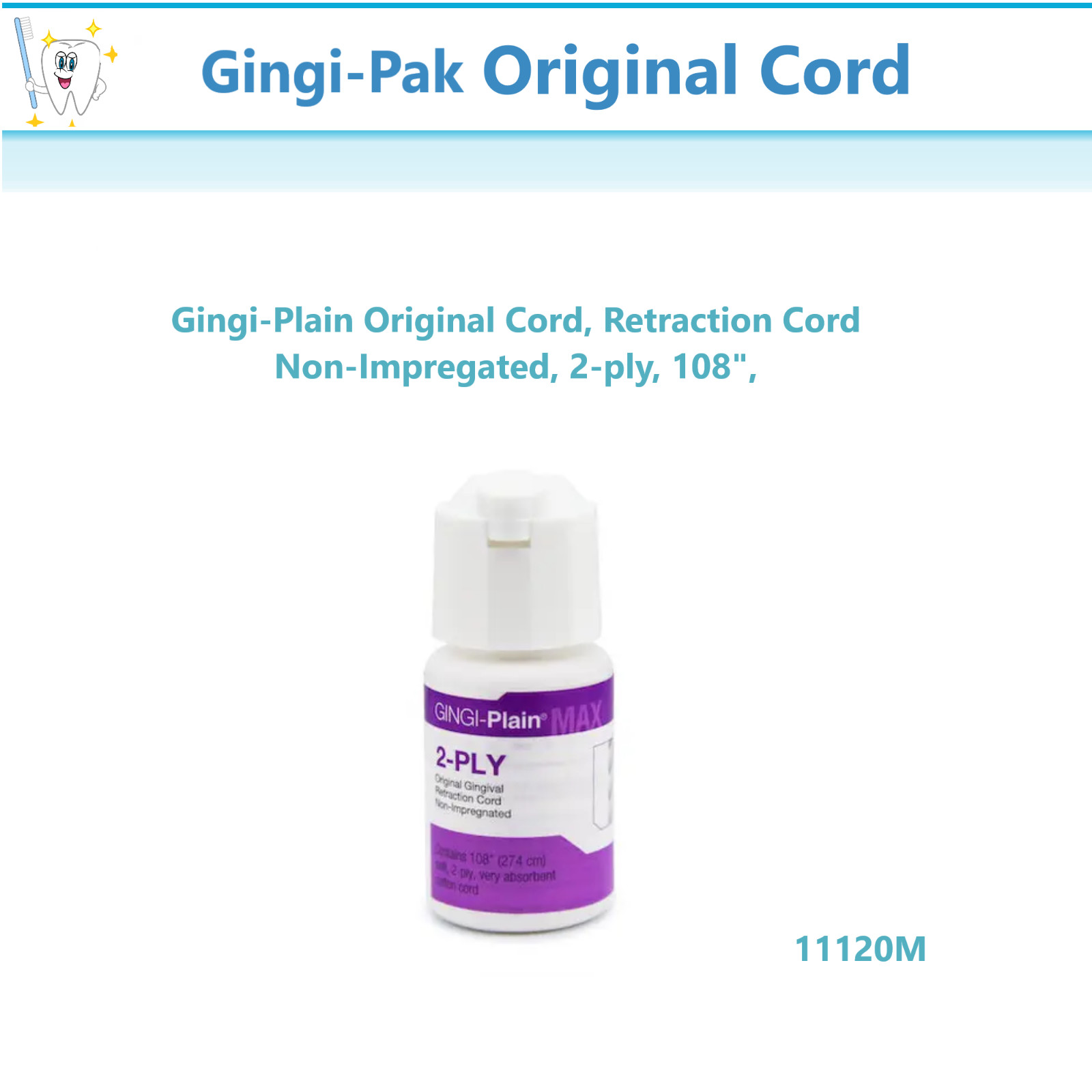 Gingi-Pak Gingi Plain Original, Retraction Cord Non-Impregated, 2-ply, 11120M