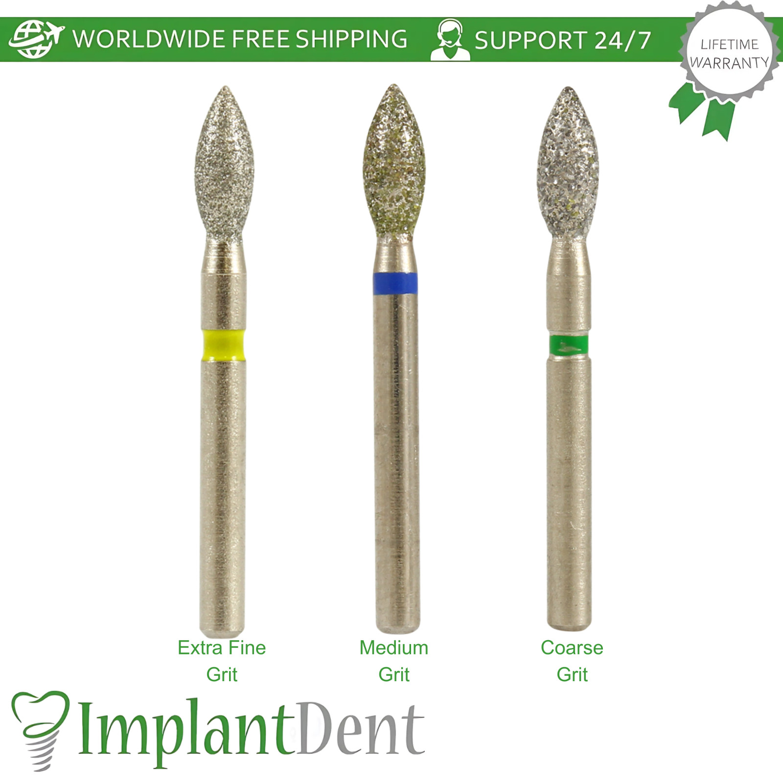FG Diamond Burs 10pcs High Speed Egg Bud Shape Head Stainless Steel Handpiece