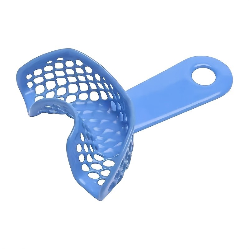 10pcs Comfort-Fit Blue Plastic-Steel Dental Impression Trays – Safe with Hole