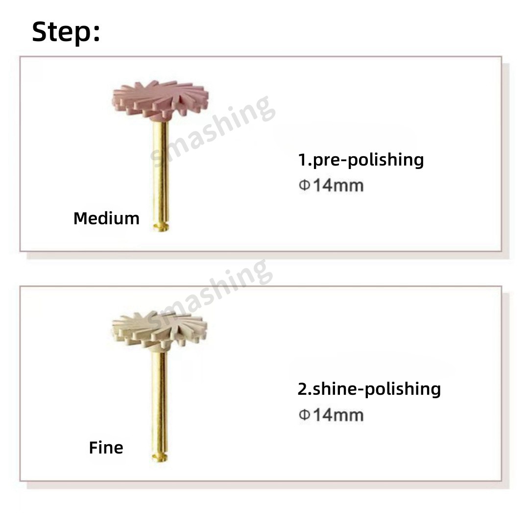 6Pc Dental Composite Polishing Wheel Kit 2-Step Polishing Diamond System RA Disc