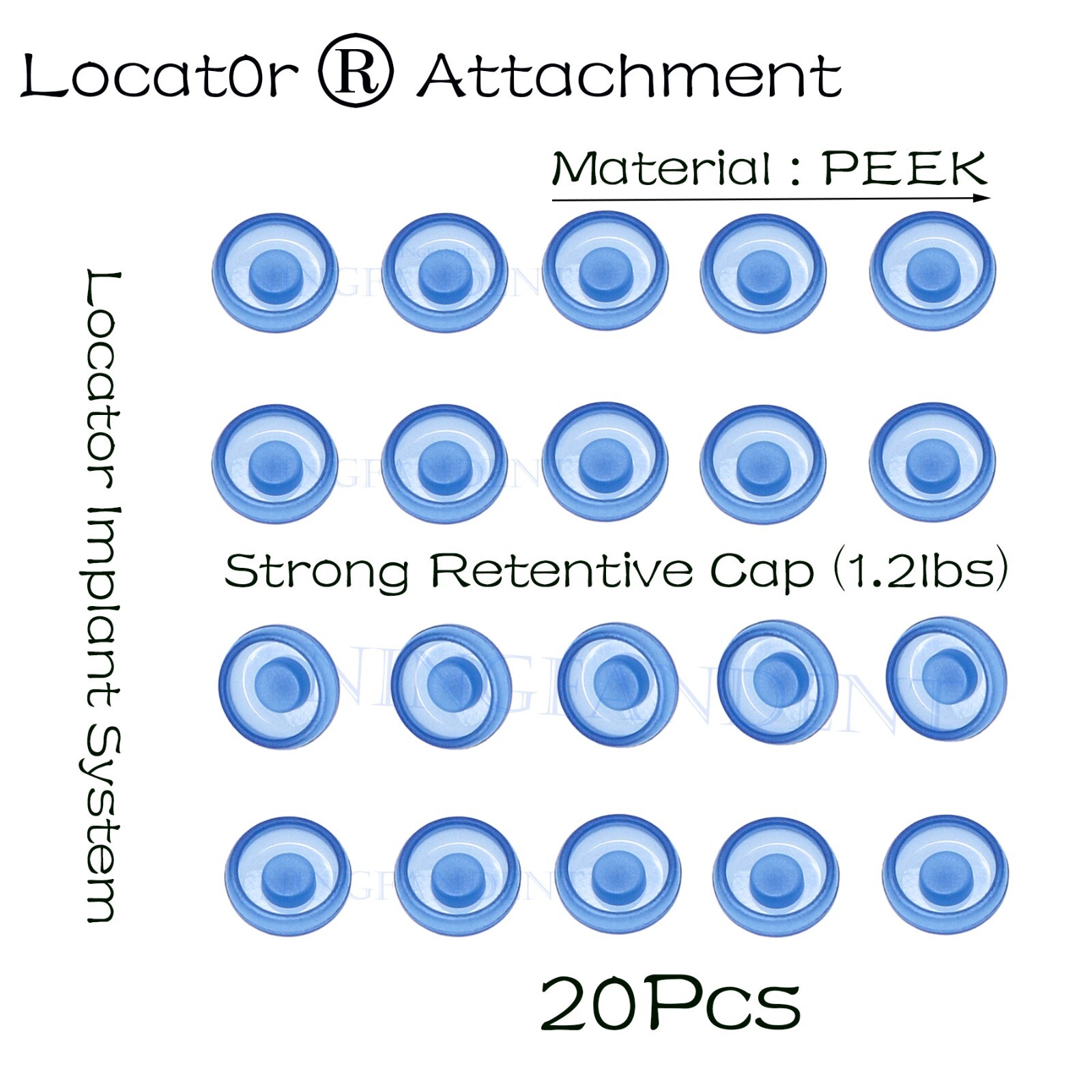 Locator Abutments Nobel Active RP 4.3mm (D) Height (1-5.0 mm) Implant Male Caps