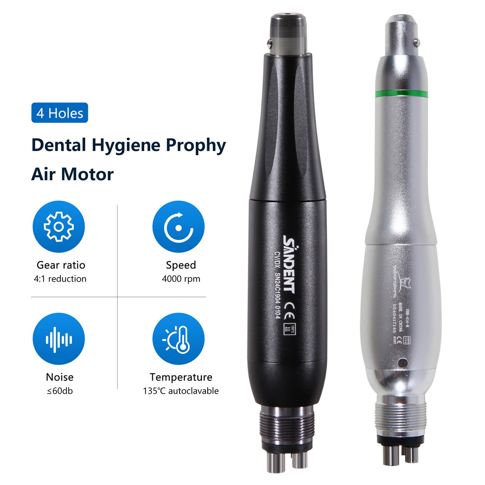 Dental Hygiene Prophy Handpiece Mini Air Motor 4 Hole 4:1 Straight Nose Cone USA