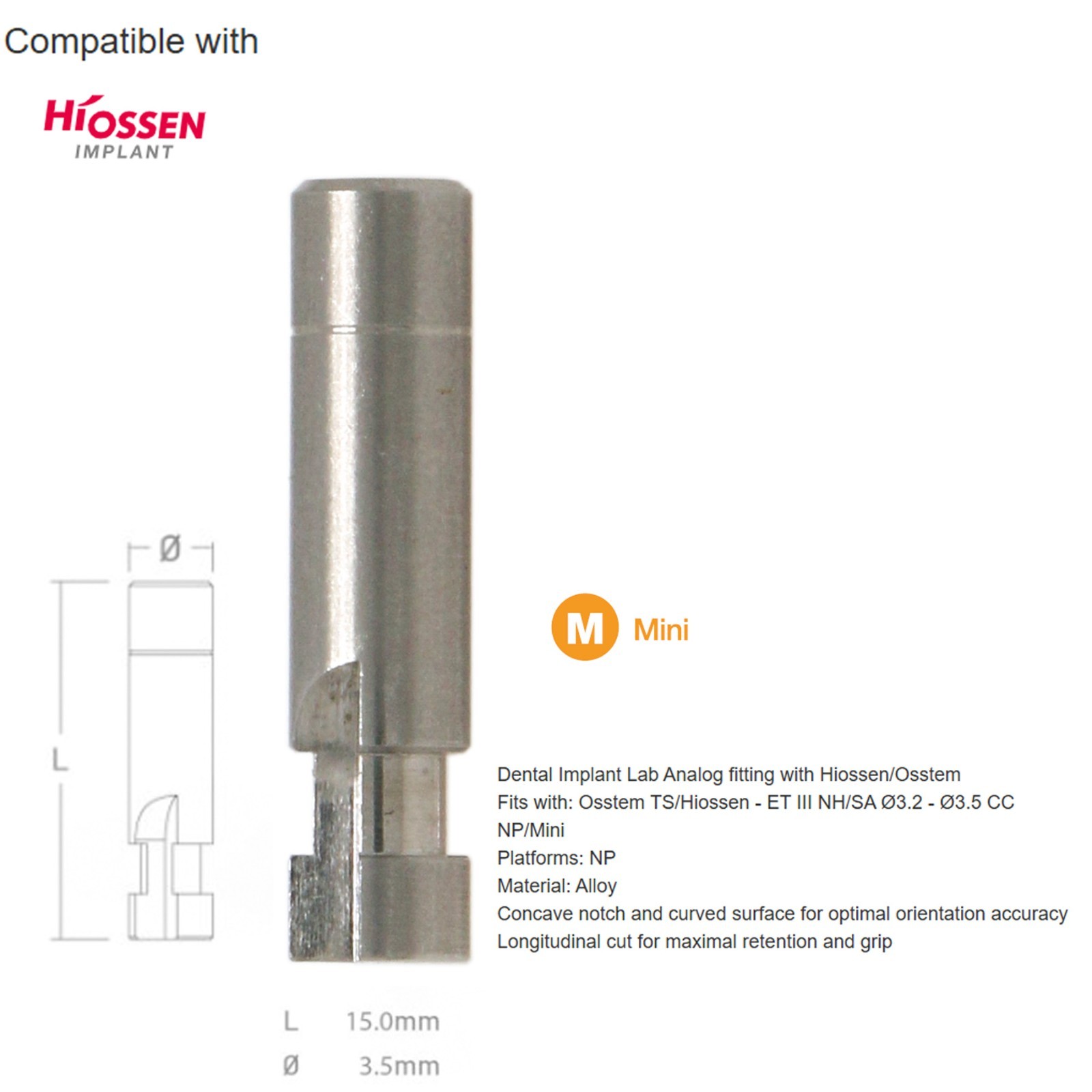 10Pcs US Dental Lab Analog Flat Abutment Hiossen/osstem Mini/Regular compatible