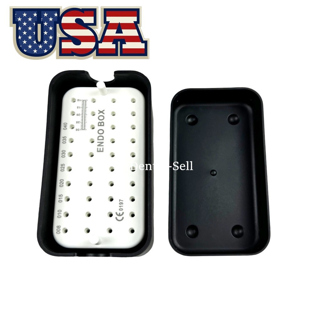40 Holes Dental Endo Burs Box Endodontic Files Holder Disinfection Box w Ruler