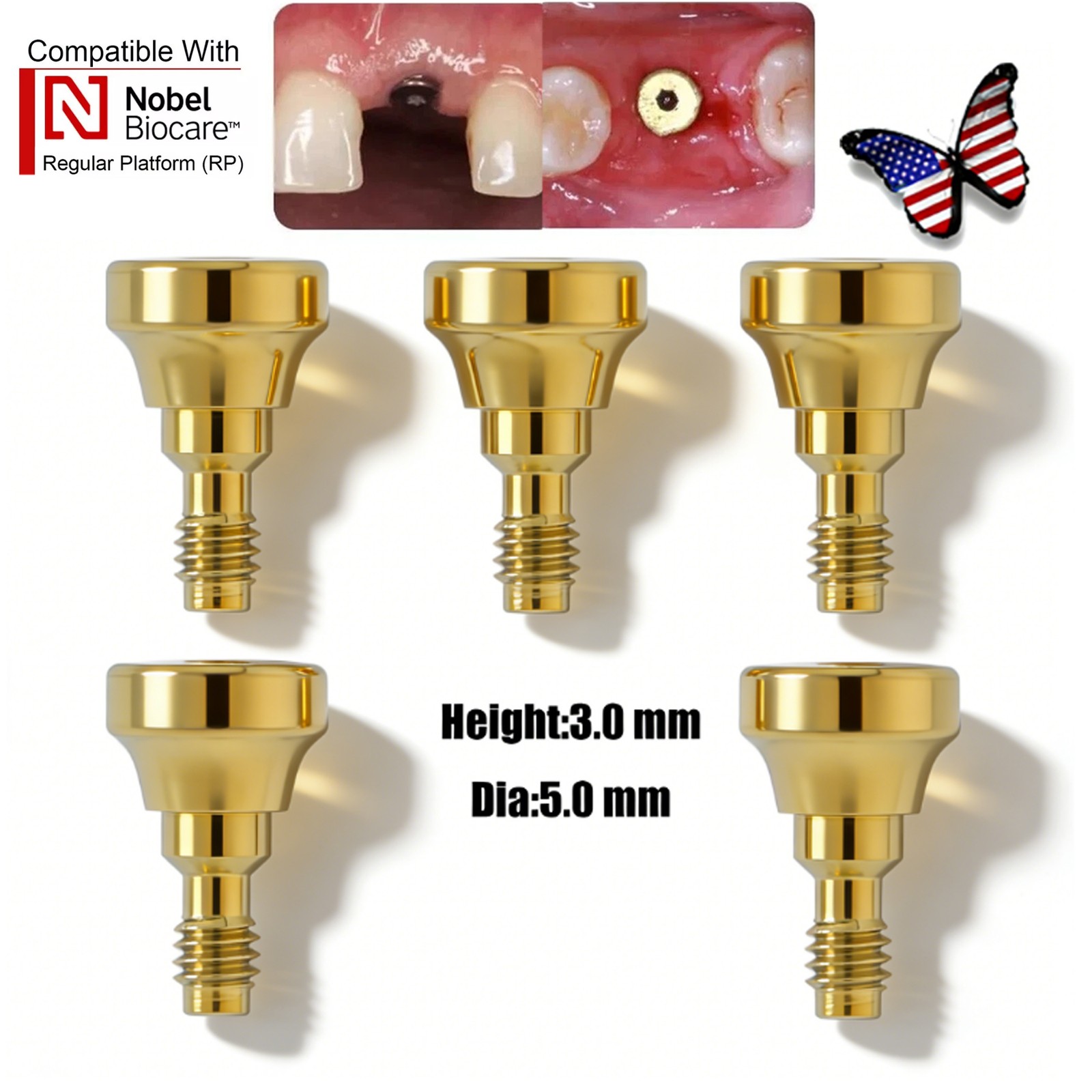 US Nobel Biocare Implant Healing Abutment Cap Titanium NP RP CC Temporary Dental