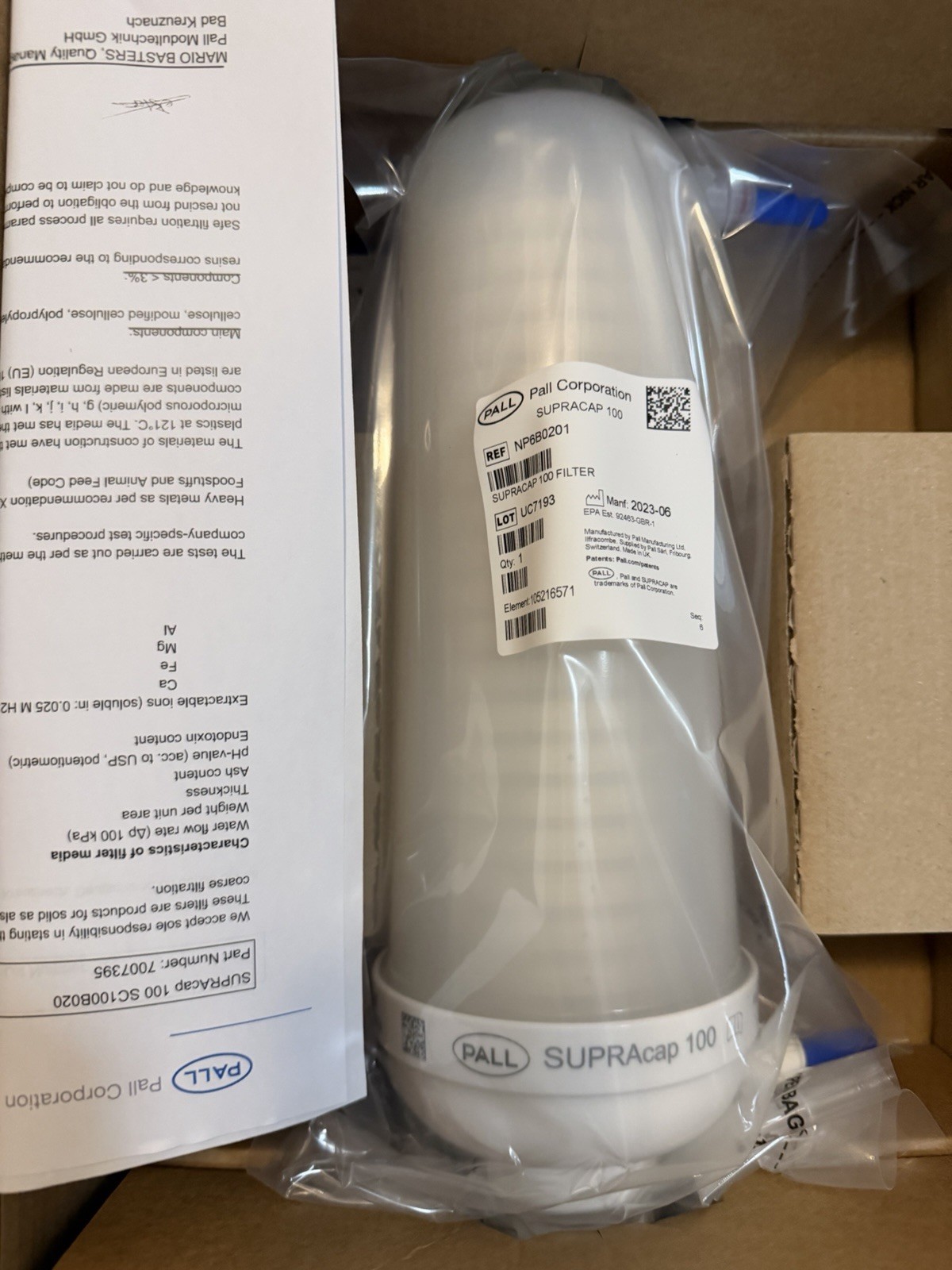 Pall NP6B0201 Supracap 100 Filter MFG 2022!New !!