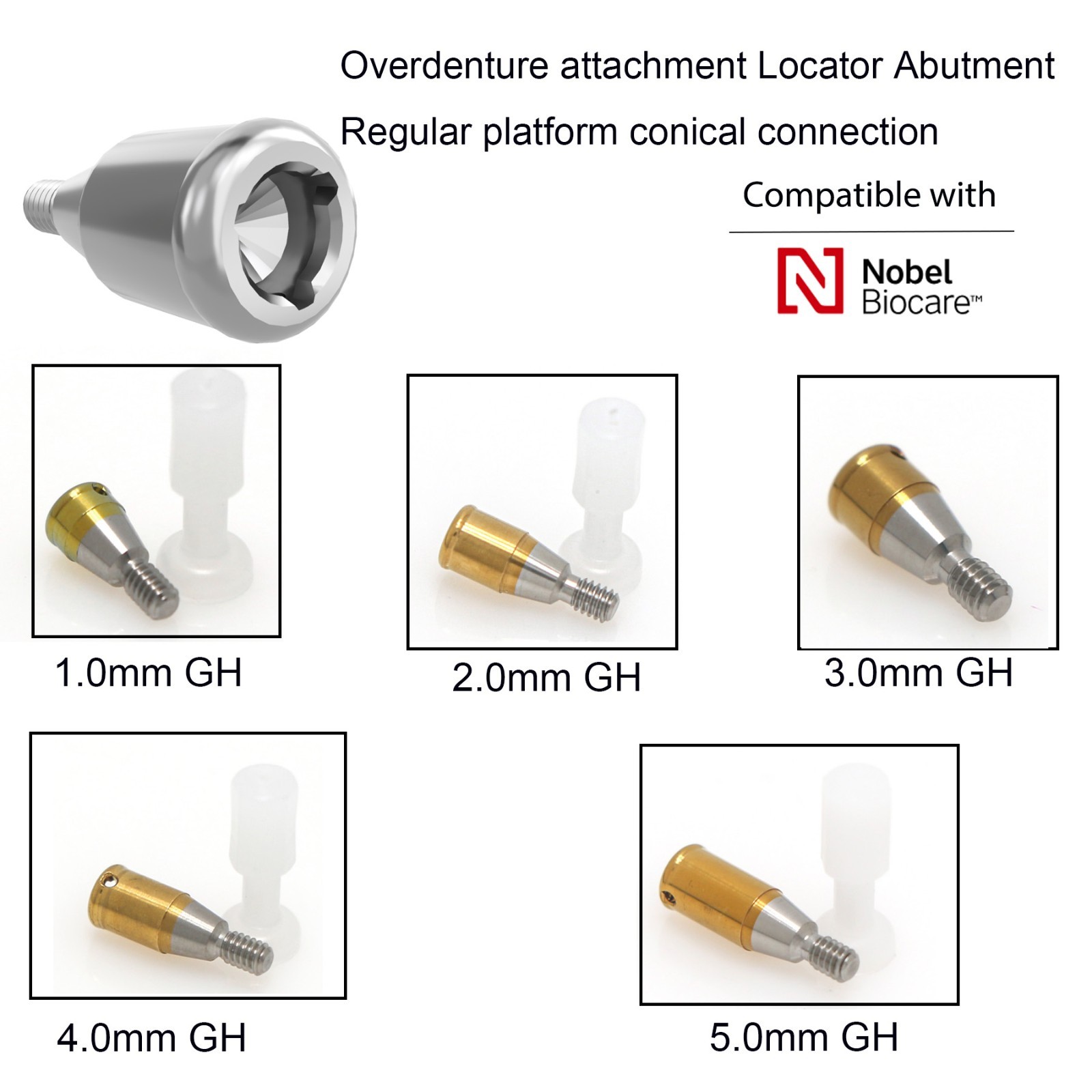 US Titanium Locator Abutment Fits Nobel Biocare Active NP/RP CC Male Cap Inserts