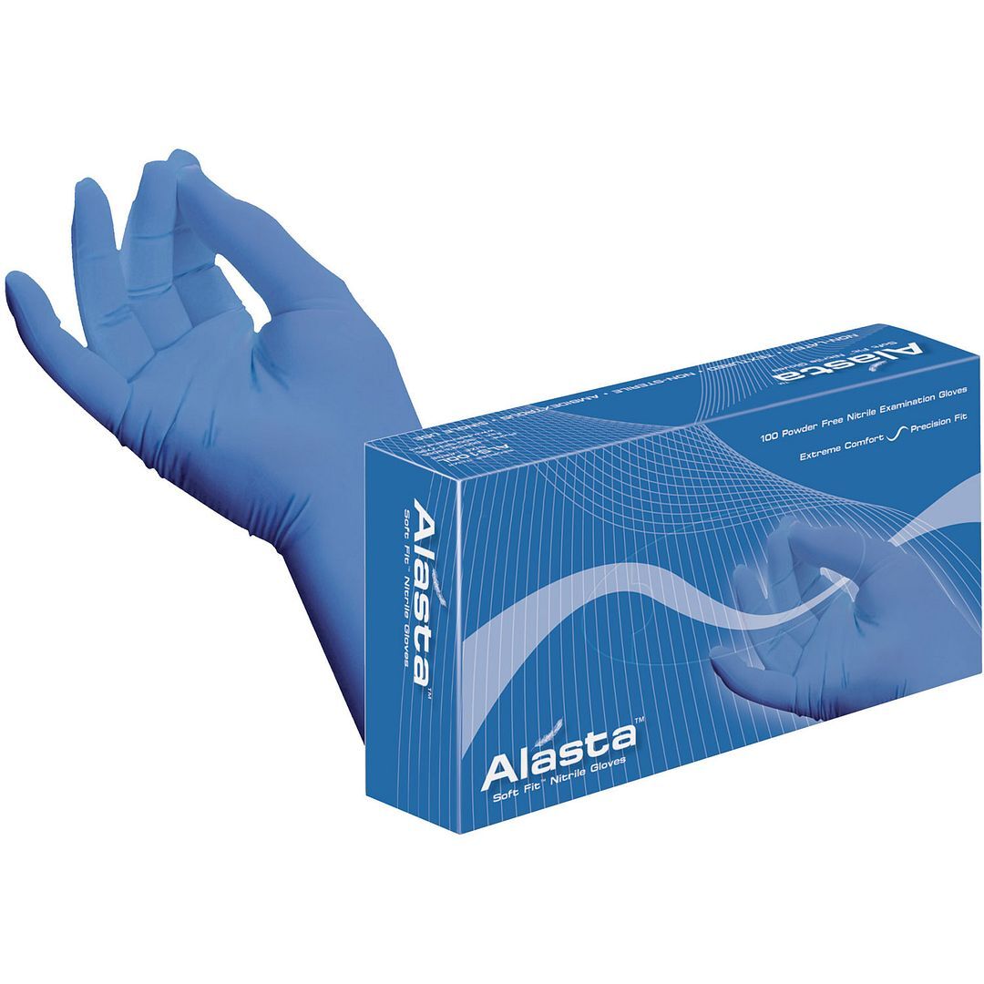 Alasta Nitrile Exam Gloves, Powder-Free, Violet Blue, Large, 200/Box