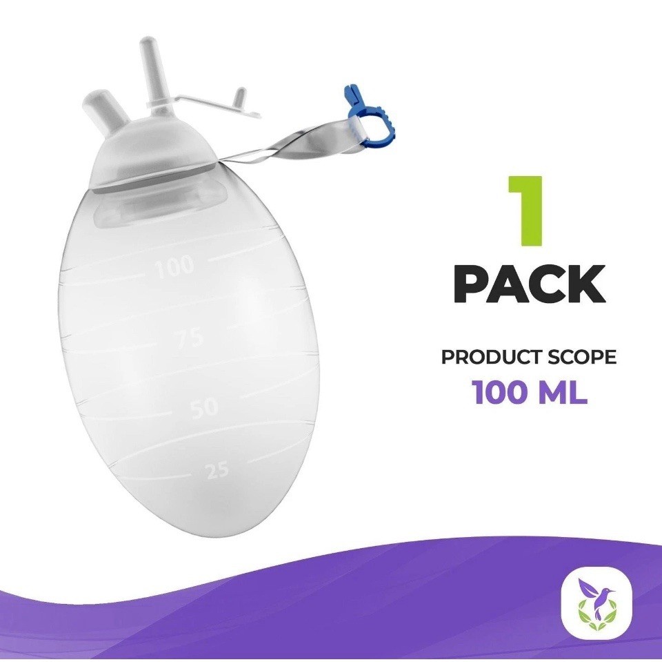 Wound Drainage Bulb Evacuator, 100 ML, Oval Silicone, Medical Suction Reservoir