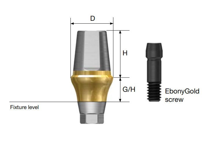 Dental Titanium Straight Abutment Fit Osstem Hiossen ET Regular Cement Retained