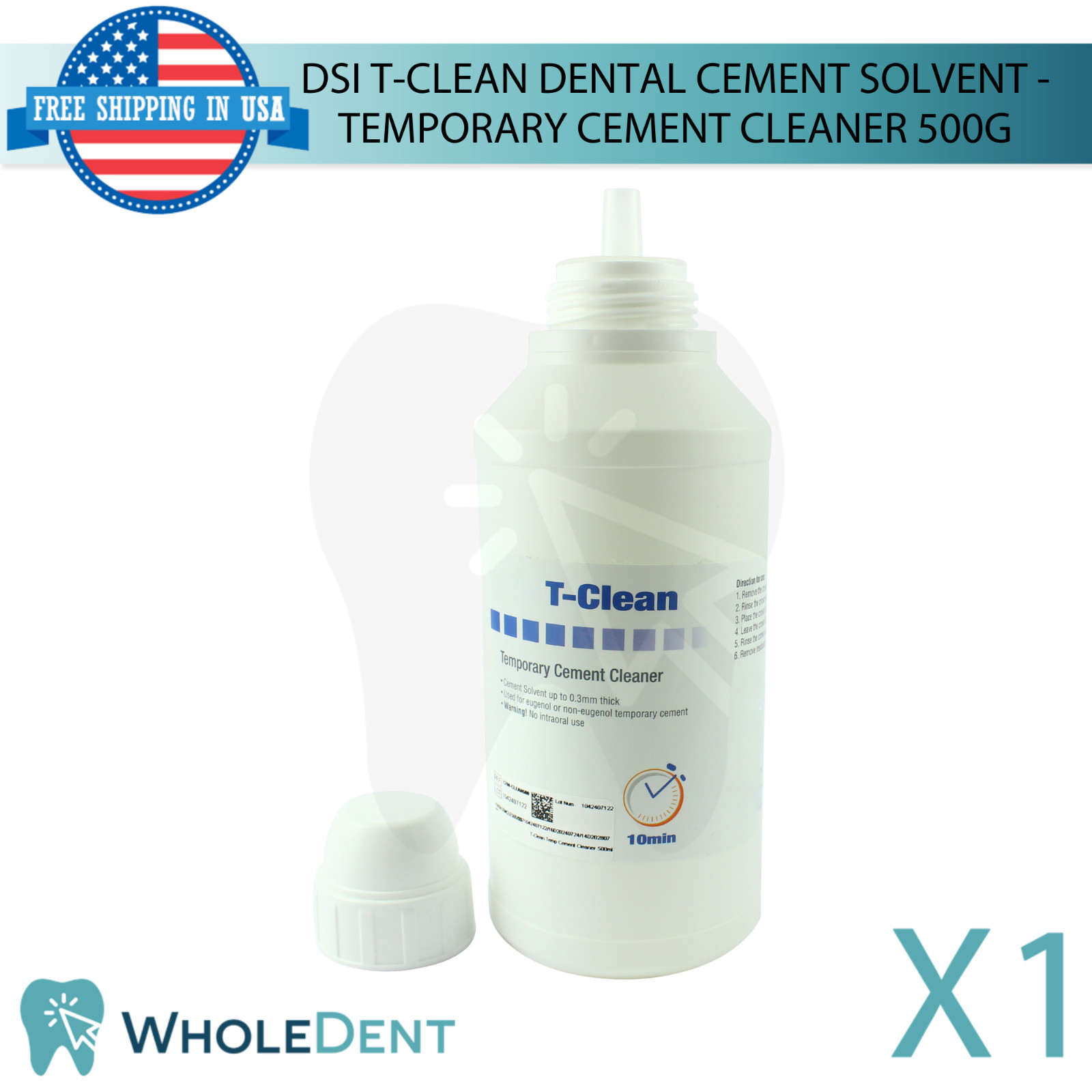 Temporary Cement Cleaner 500ml Fast Acting SoIvent Dental Restorations