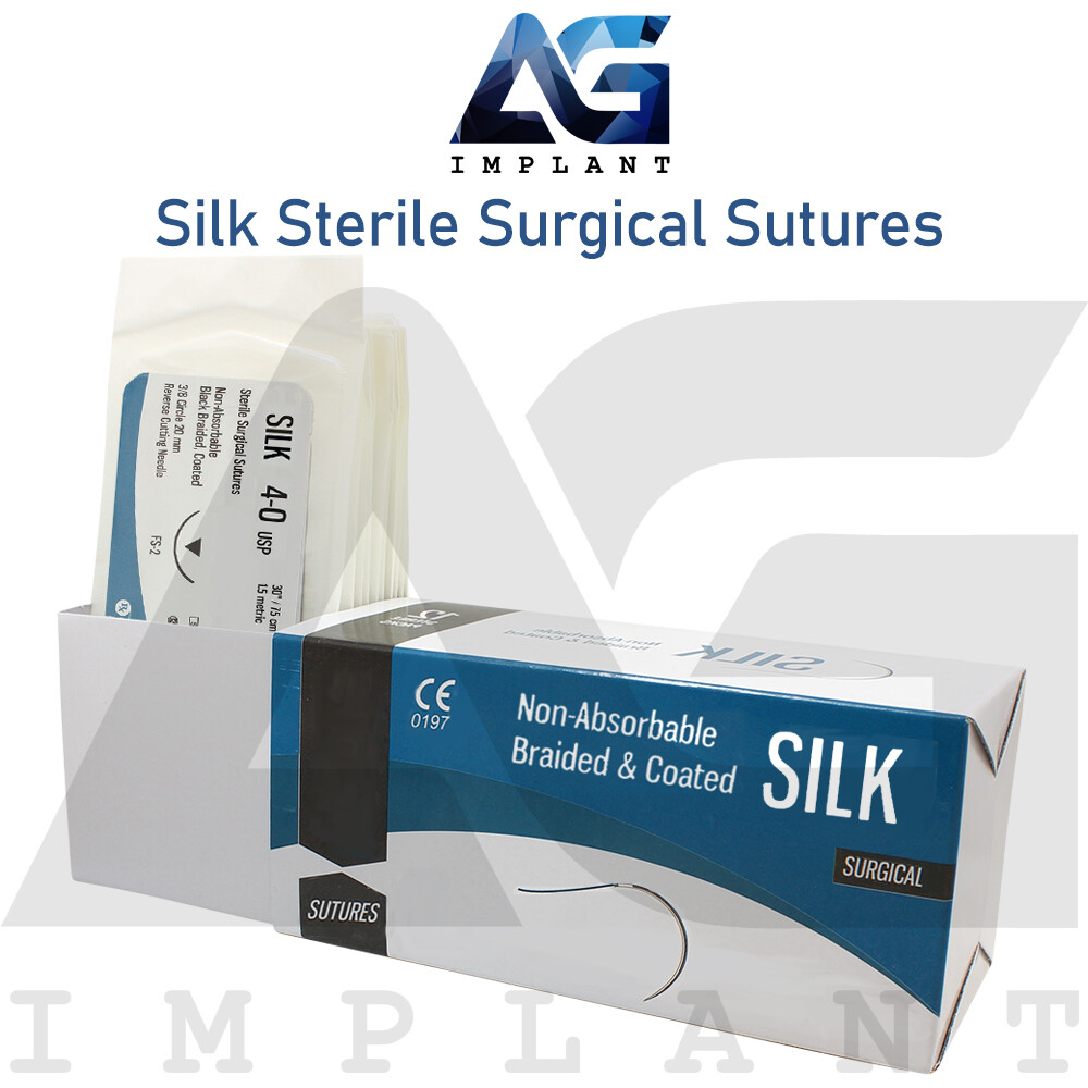 Silk Sterile Training 75cm Sut ures Black Braided 12pcs Box