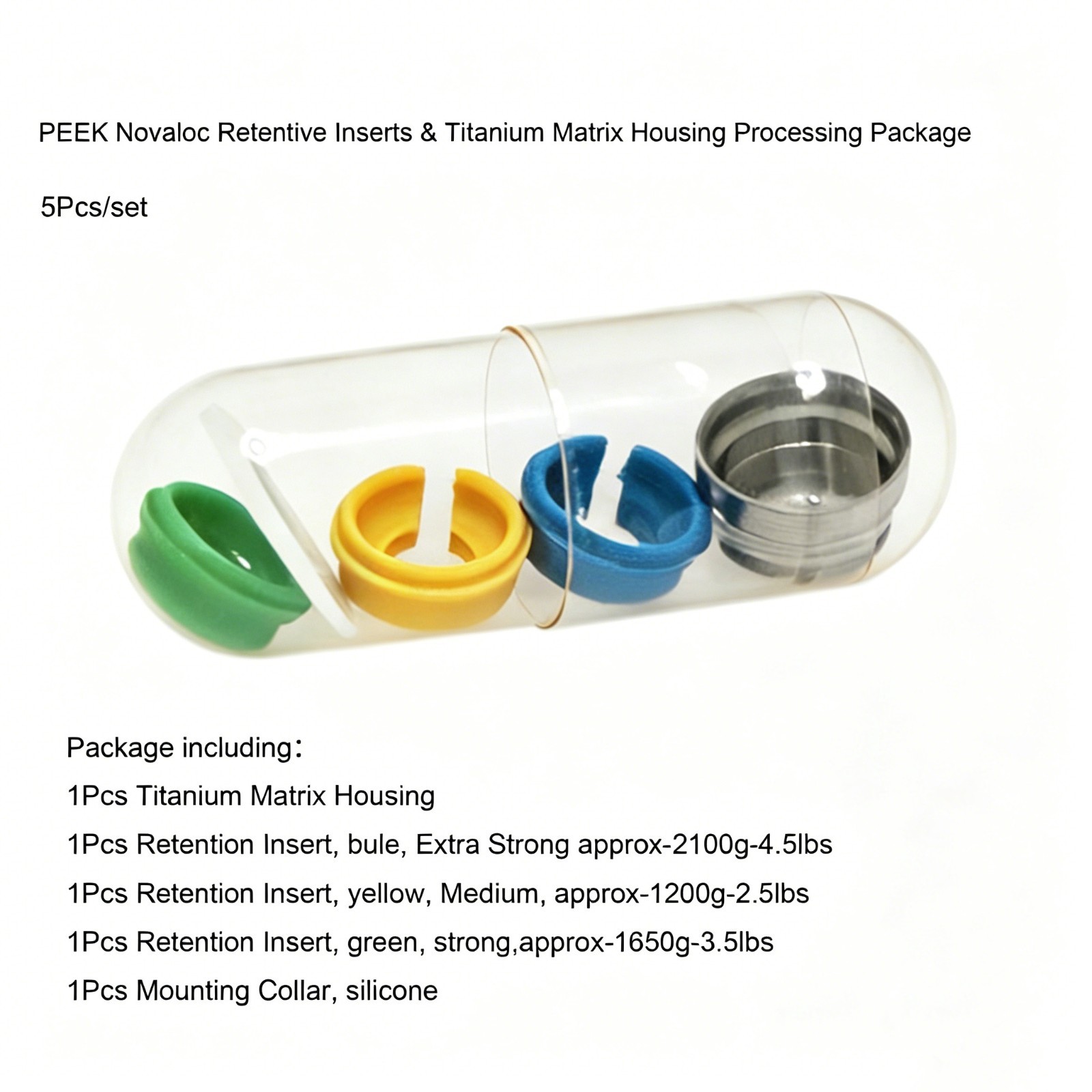 Dental PEEK Cap Retention Insert Caps Fit Novaloc Abutment Matrix Ti Housing Cap