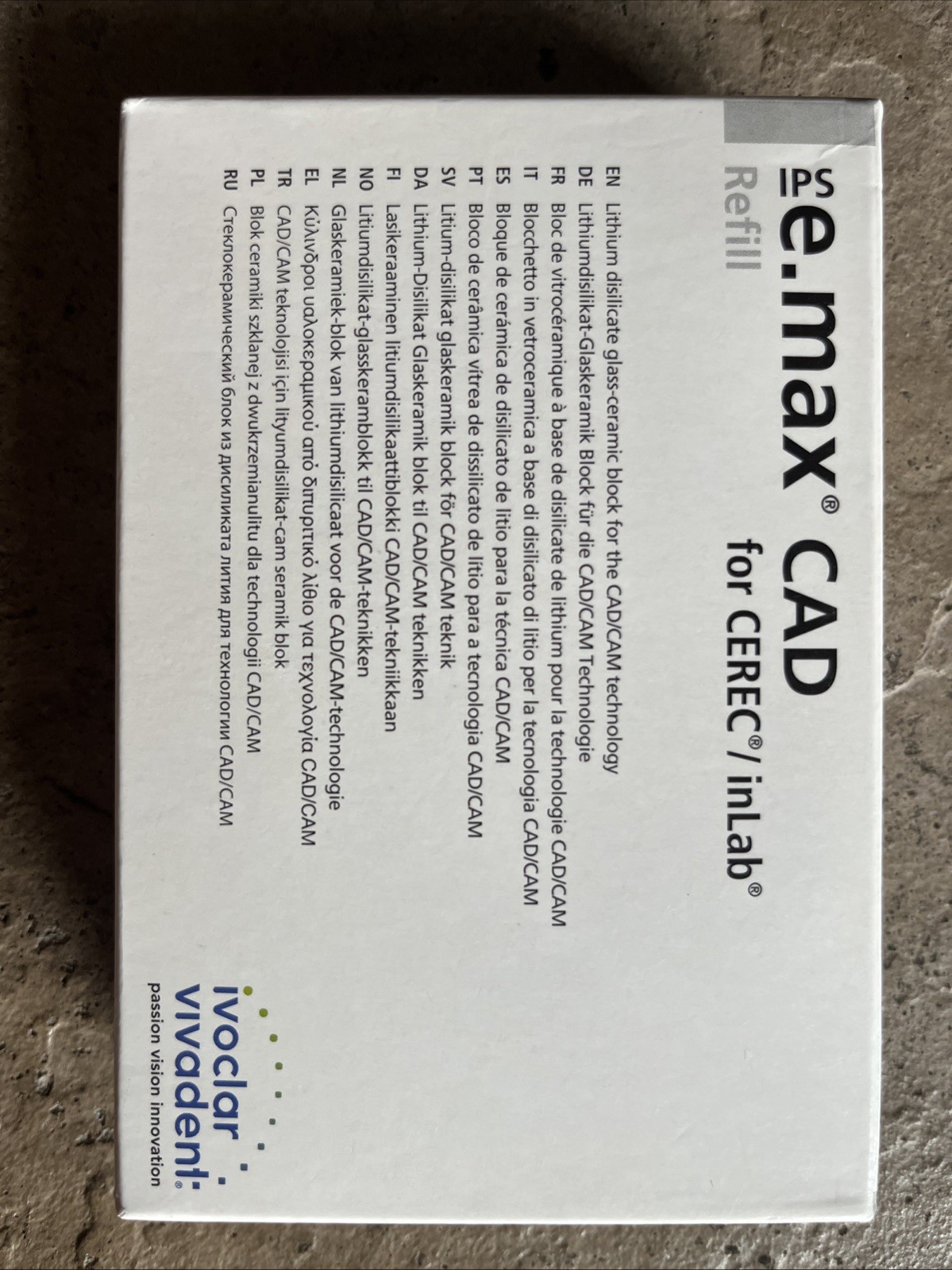 IPS e.max CAD CEREC Implant Blocks – LT C4/C14 – Ivoclar – 2 pk – New open box