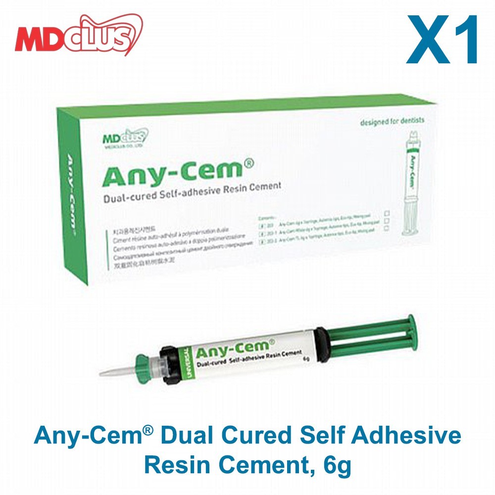 Dental MDClus Any Cem Dual Cured Self Adhesive Resin Cement 6g Syringe