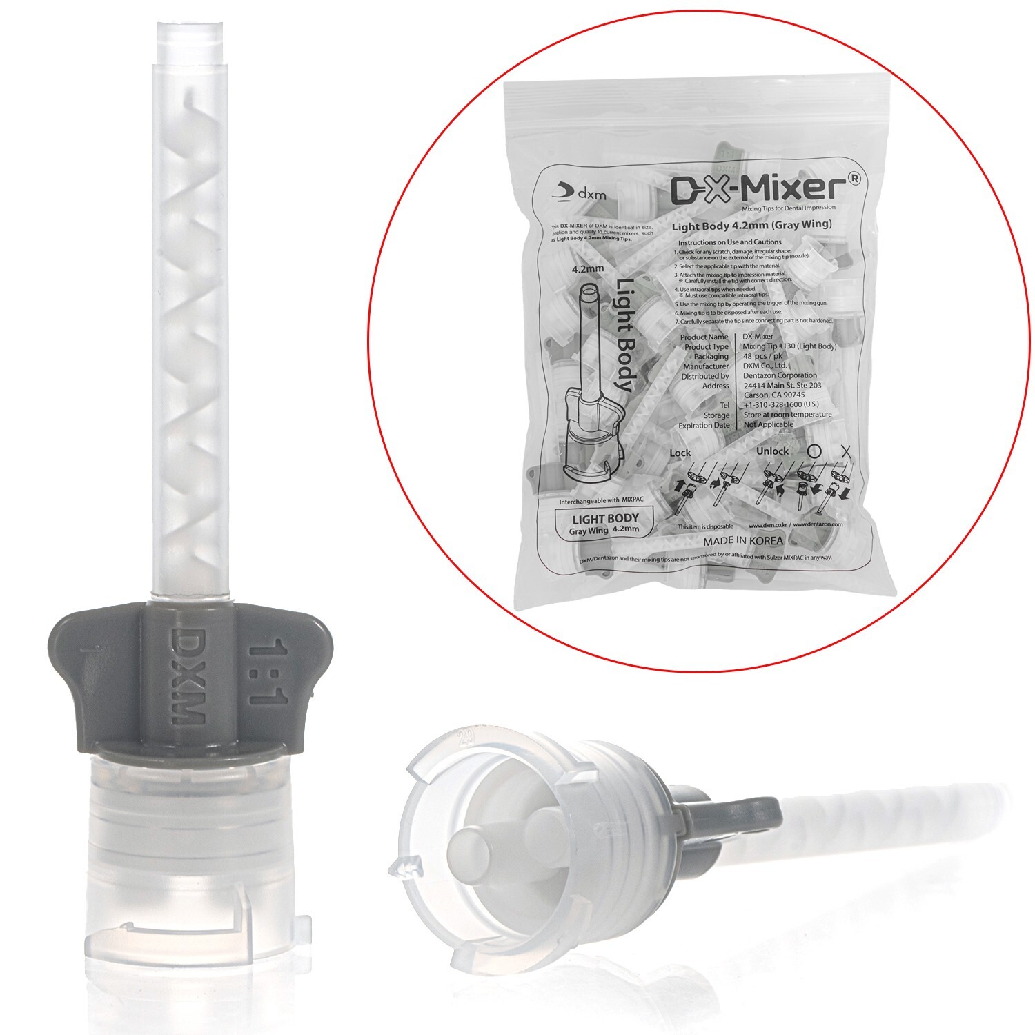 480pcs/10Pack DX-MIXER Dental Mixing Tips Impression Material Light Body 4.2mm