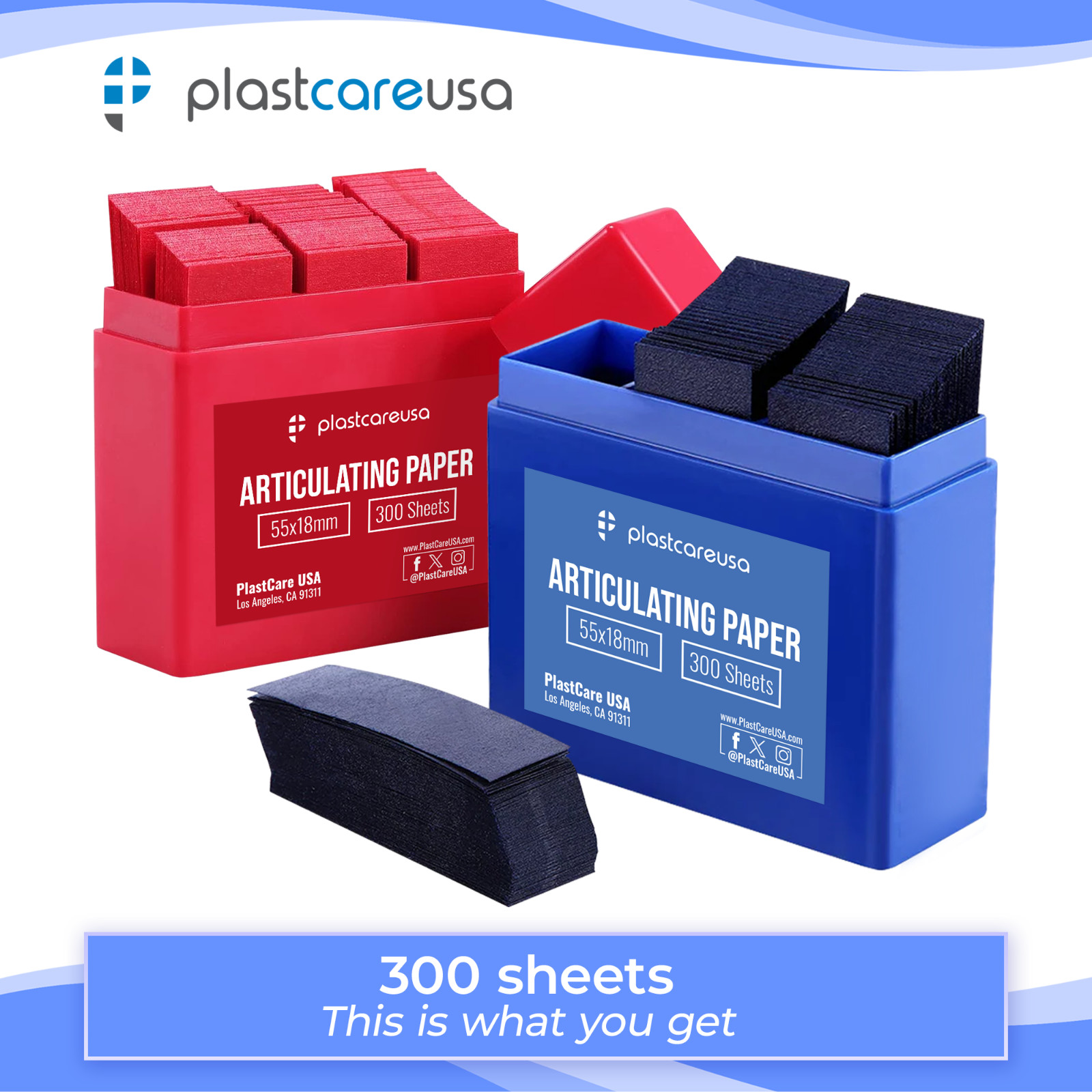 Dental Articulating Paper Strips Refill 100 microns 55×18 mm 300/Box Red Blue