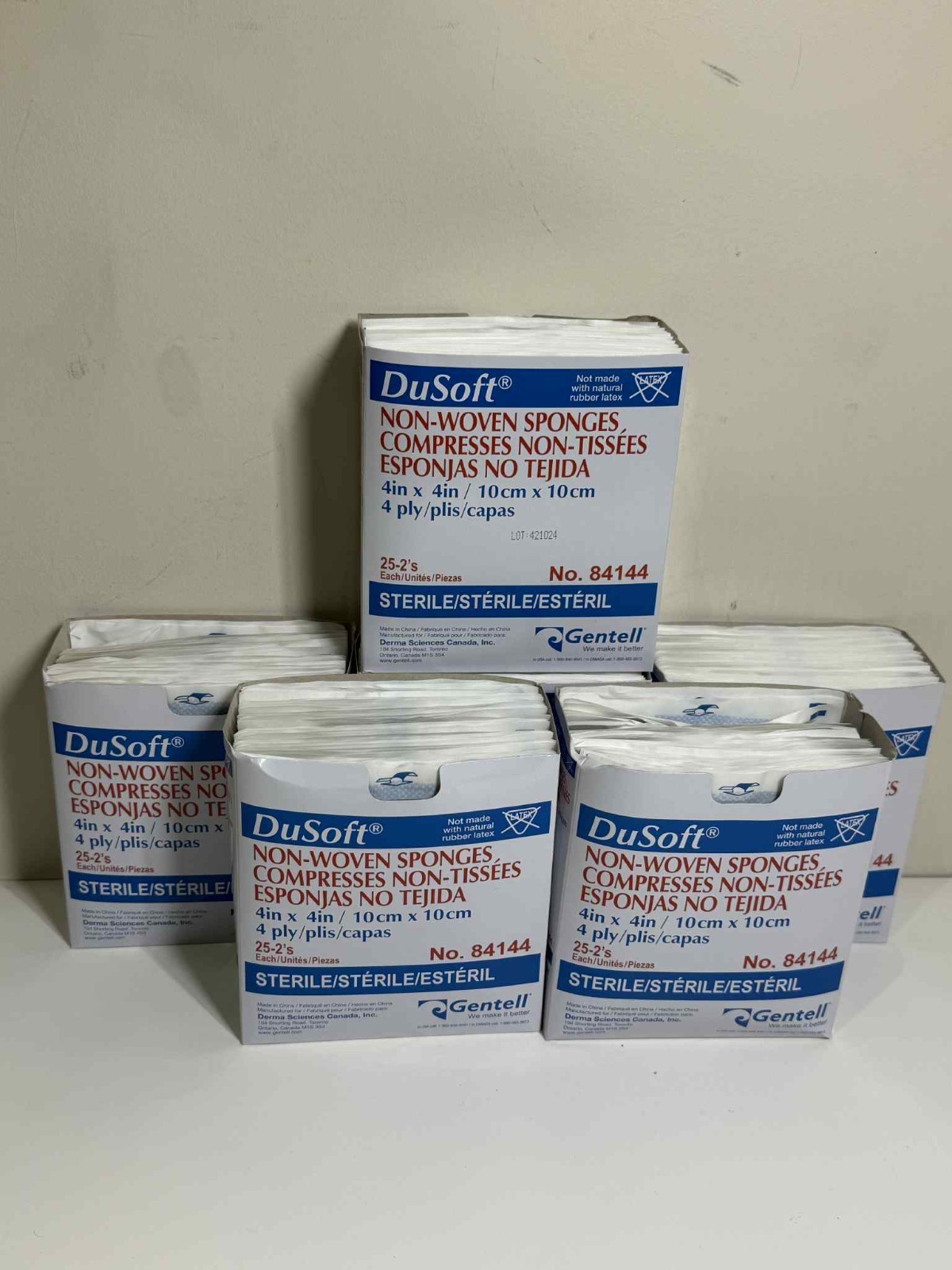 6x Gentell DuSoft 4×4 Sterile Non-Woven Sponges 4-Ply 25×2 (300 Total)