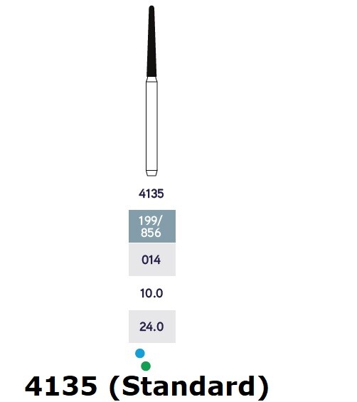 MICRODONT Cone Round End 4135 (Standard) diamond burs 10/pk Made in Brazil
