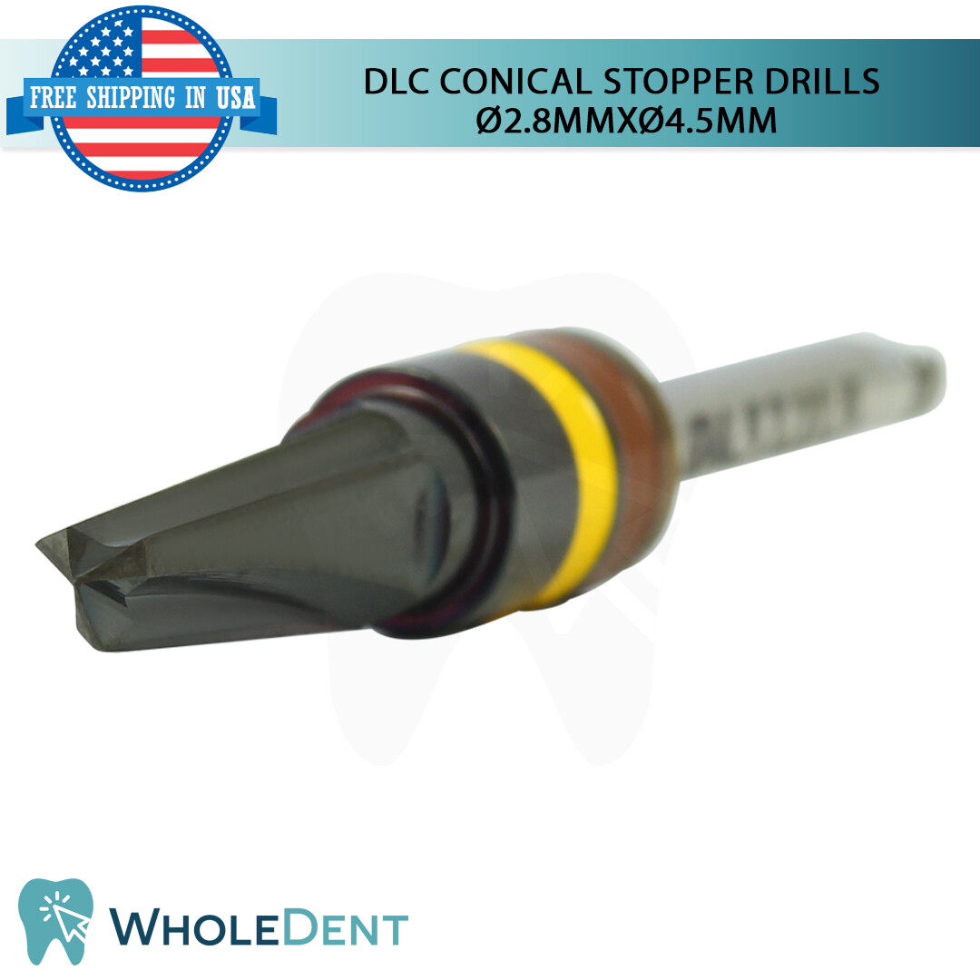 DLC Conical Integral Stopper Drill Ø2.8XØ4.5 Dental Im plant Tool Instrument