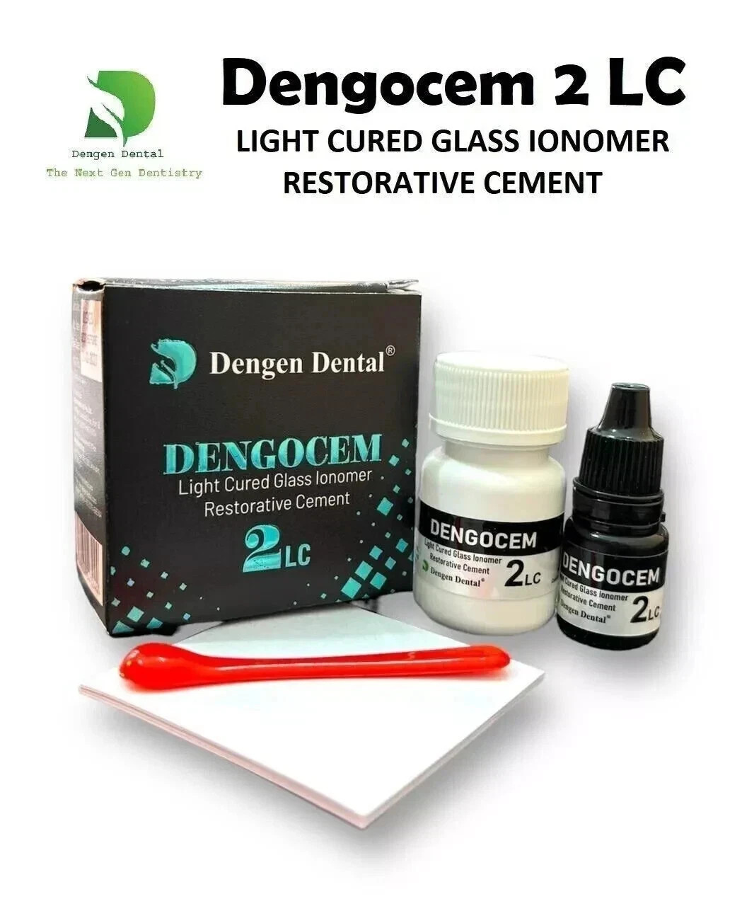 Dengen Dental Dengocem 2 LC Light Cured Glass Ionomer Restorative Cement Kit