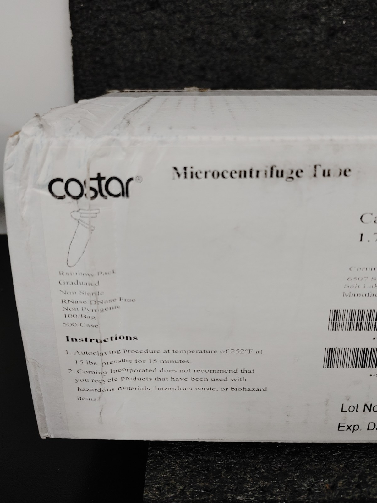 500 Box COSTAR 3622 1.7mL Snap Cap Microcentrifuge Tube Polypropylene Rainbow