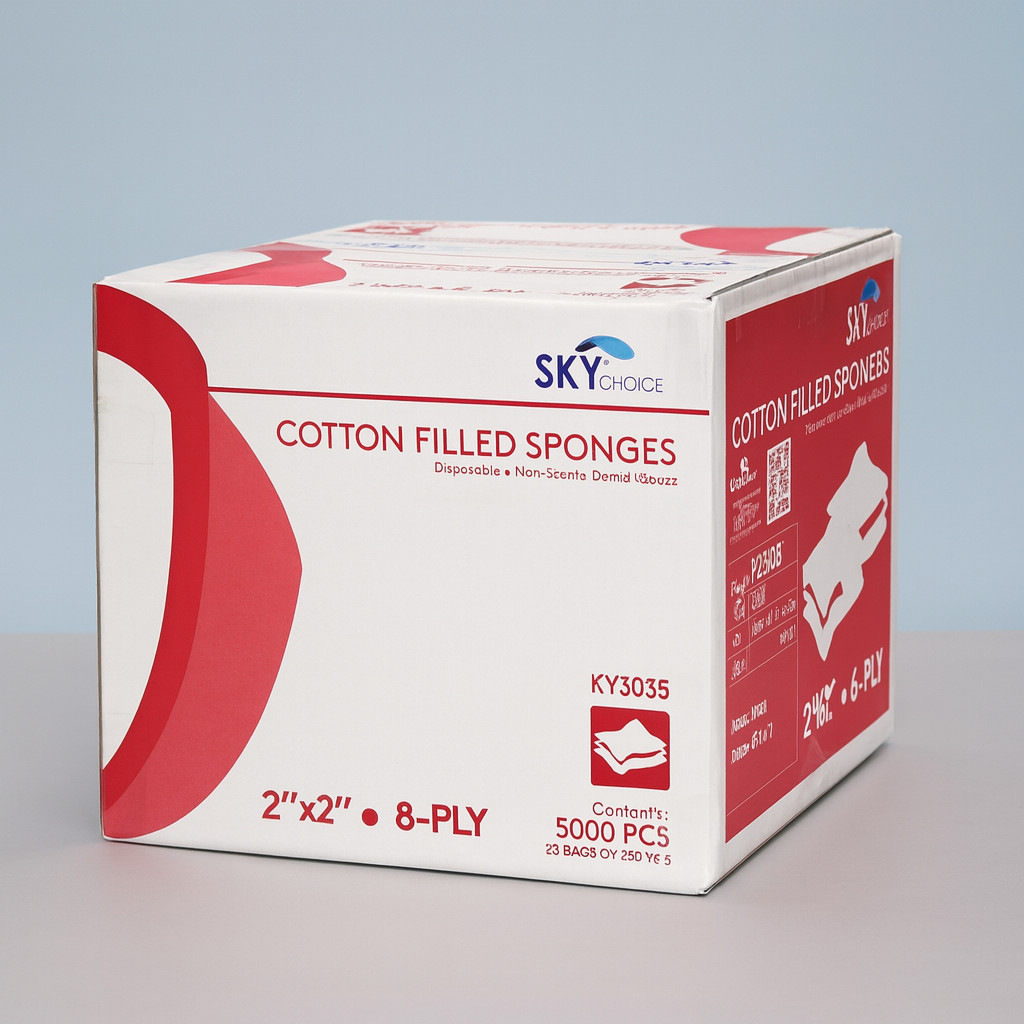 5000x Cotton Filled Gauze Dental 2×2 8Ply Sponge 2″x2″ N/S Sponges