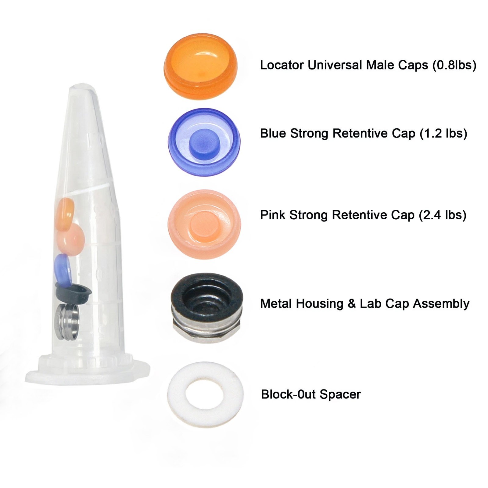 US 20Pcs Dental Overdenture Retention Cap Inserts Set for Locator Abutment