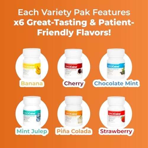 Gingicaine Topical Anesthetic Gel 20% Benzocaine Variety Pack 6 Pack