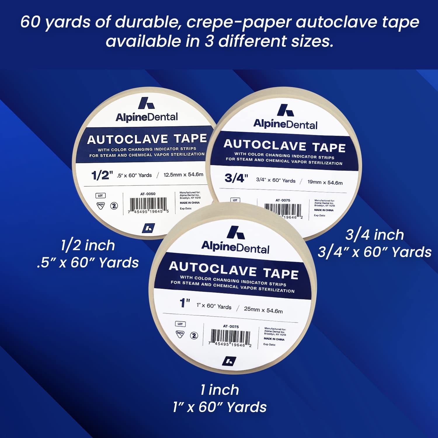60 Yd. Roll of Autoclave Tape 1/2″ – Indicates Sterilization for Dental Tools…