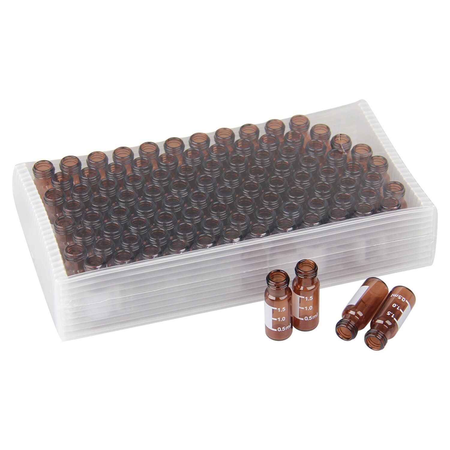 600-2ml HPLC Vials, 9-425 Lab Clear Vials 9mm Blue ABS Screw Caps & Septa for GC