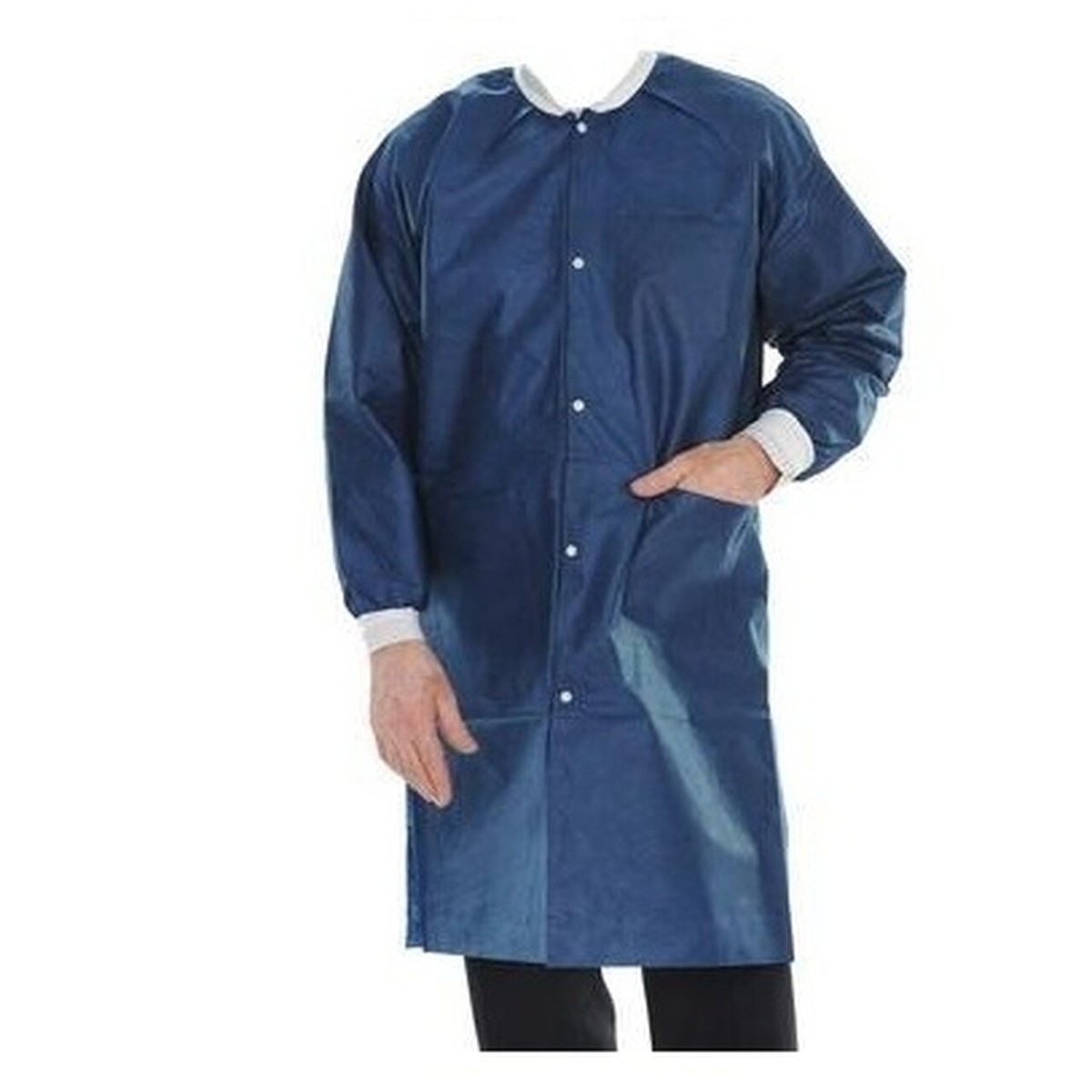 ValuMax 3660TBL ExtraSafe Lab Coats Knee Length True Blue Large 10/Pk