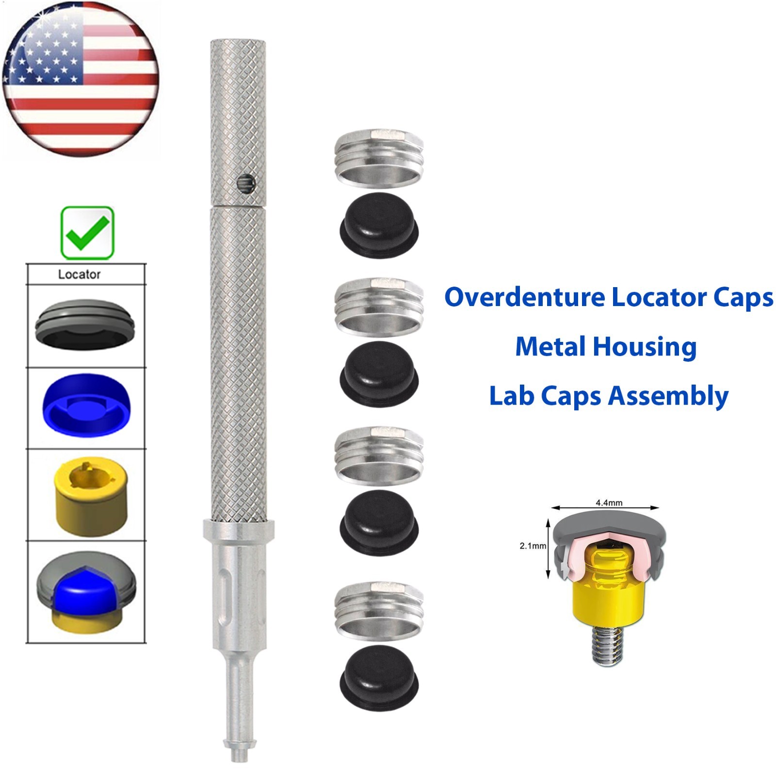 US Implant Metal Housing Caps Laboratory Remove Core Tool For Locator Universal