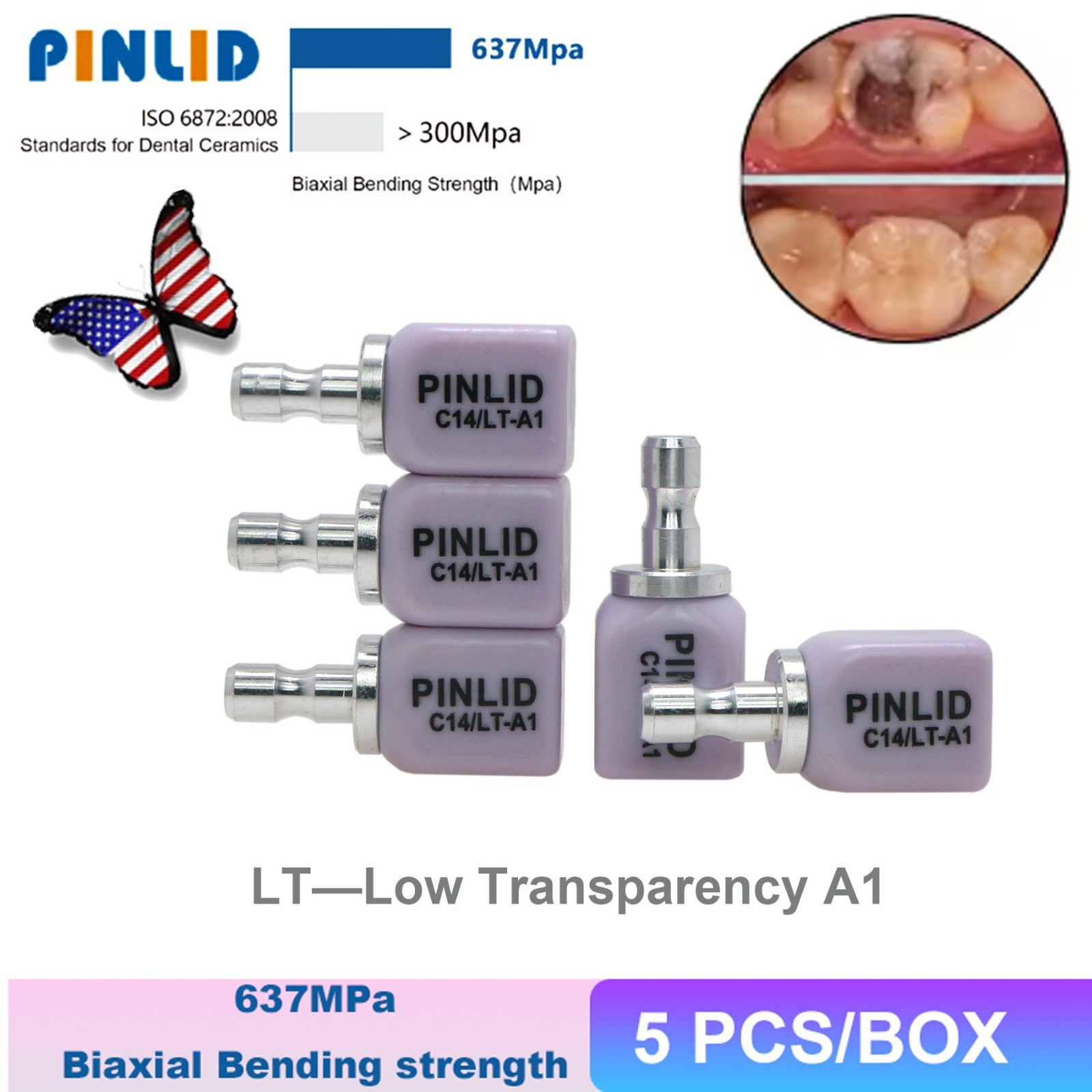 Dental Lithium Disilicate Glass Ceramic Block C14 HT/LT CADCAM Inlay Onlay Crown