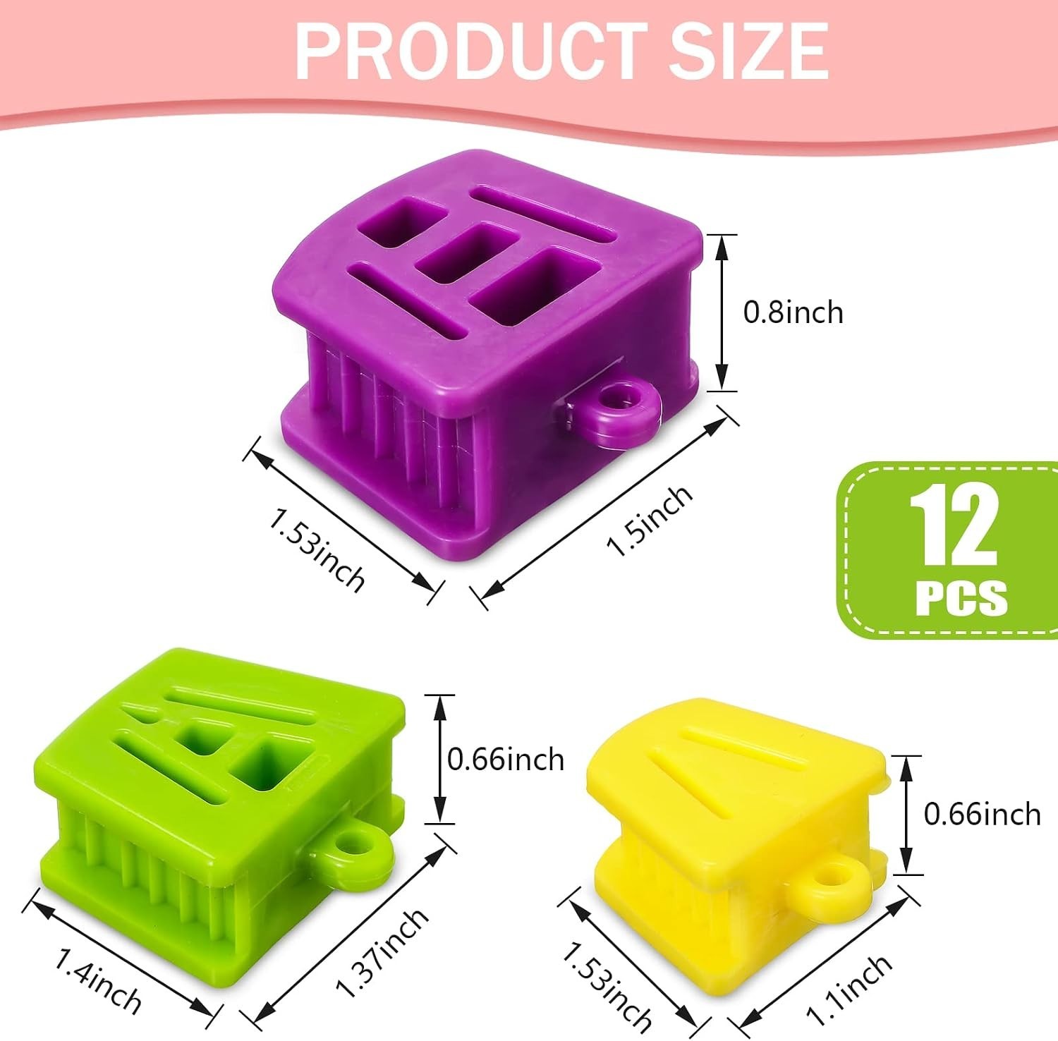 12 Pcs Color-Coded Dental Mouth Props – Silicone Blocks for Easy Size Selection