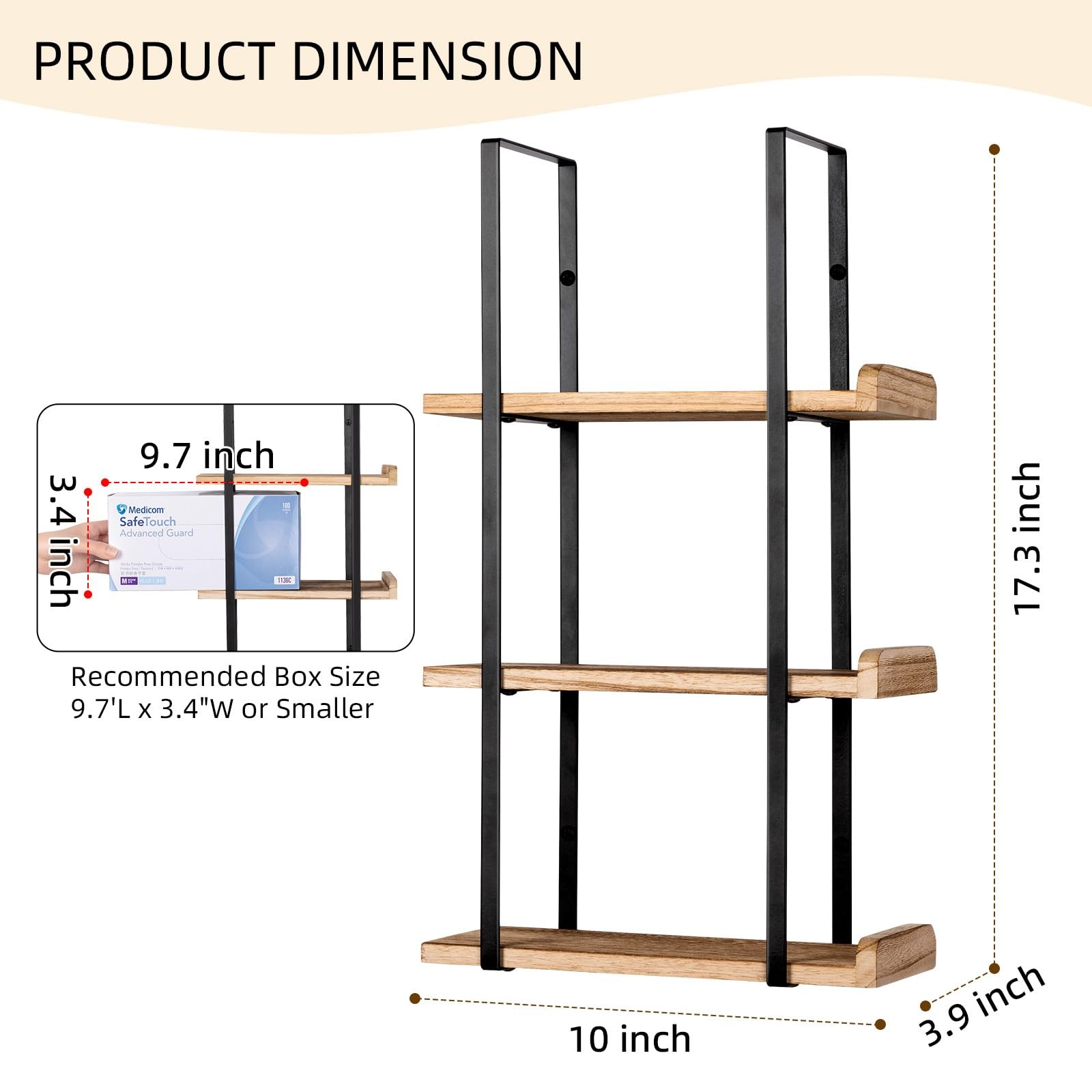 Giftormous Glove Holder Dispenser for Wall Mount Wooden Large, Wood and Black