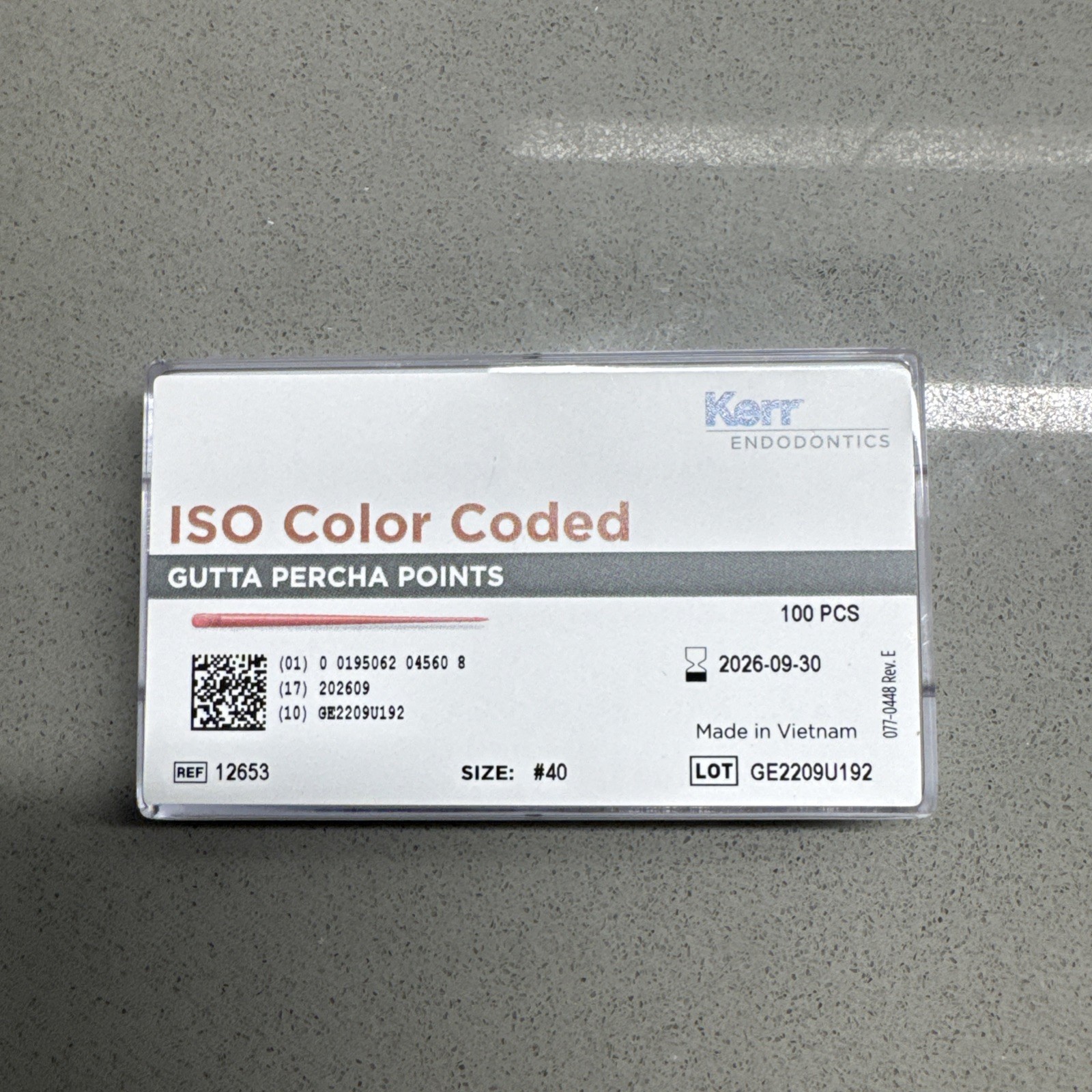 Kerr Dental ISO Color Coded Gutta Percha Points Size #40 100/Pk