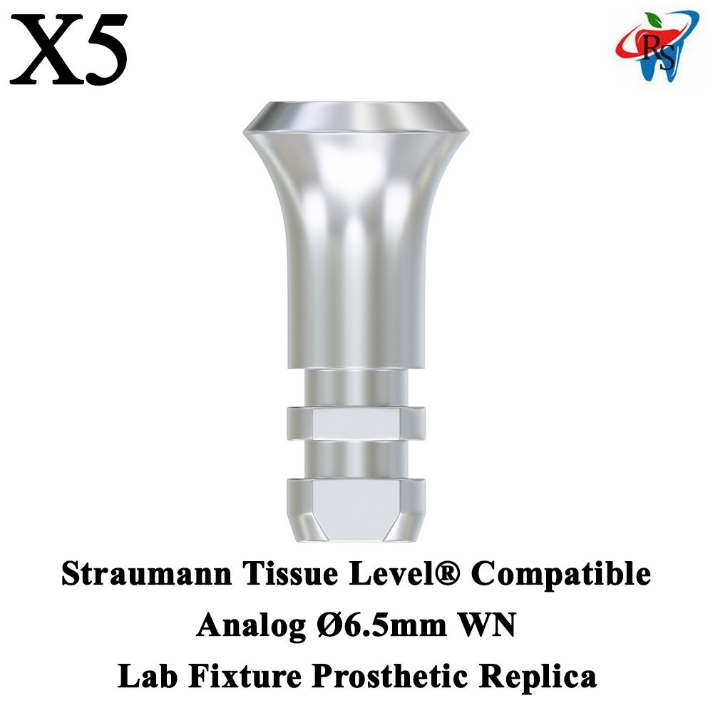 5x Straumann Tissue Level® Compatible Analog Ø6.5mm WN Lab Fixture Replica