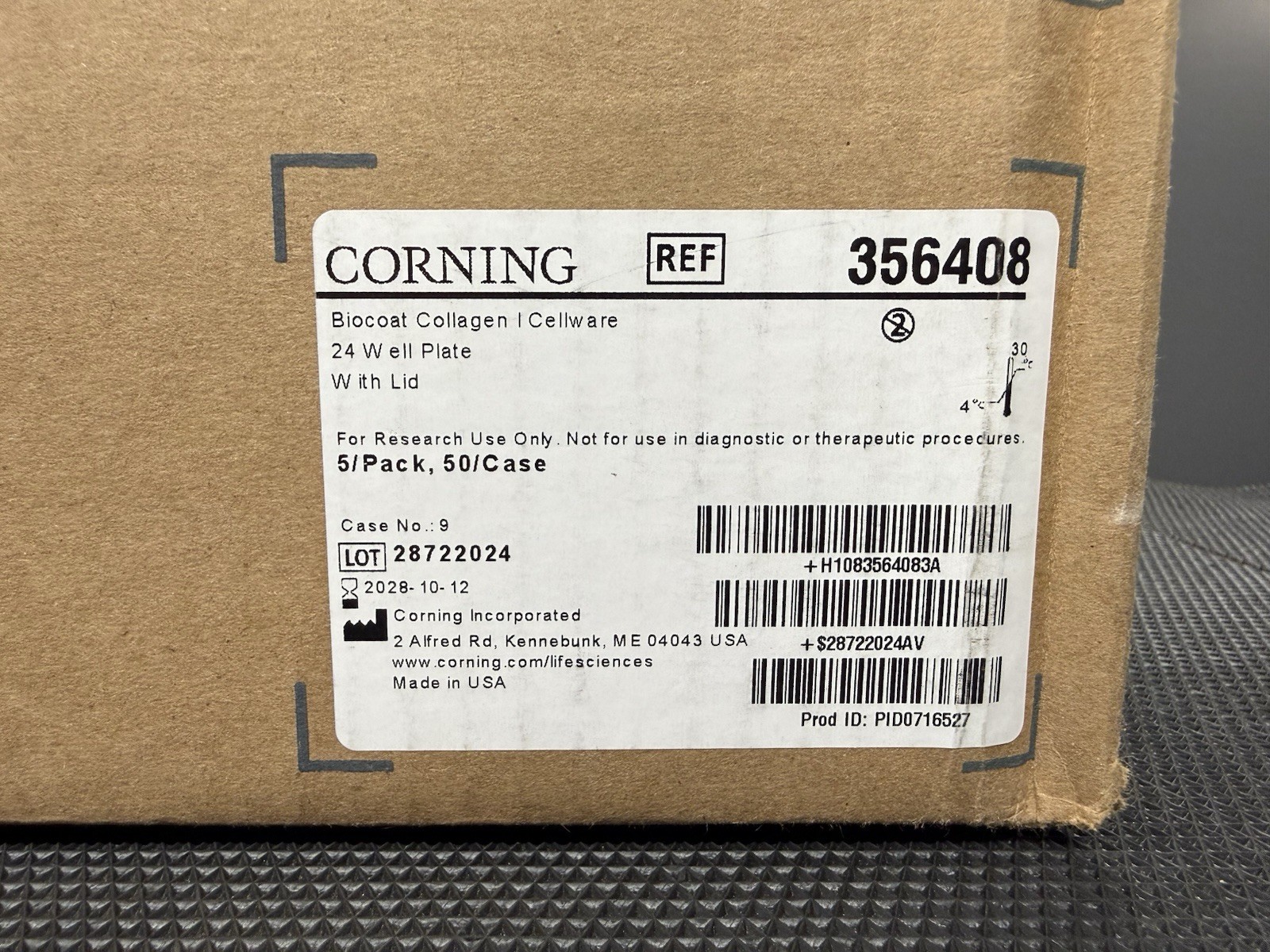 Corning BioCoat 356408 24 Well Plate w/Lid, 5 Per Pack/9 Packs, Exp. 2028-10-12