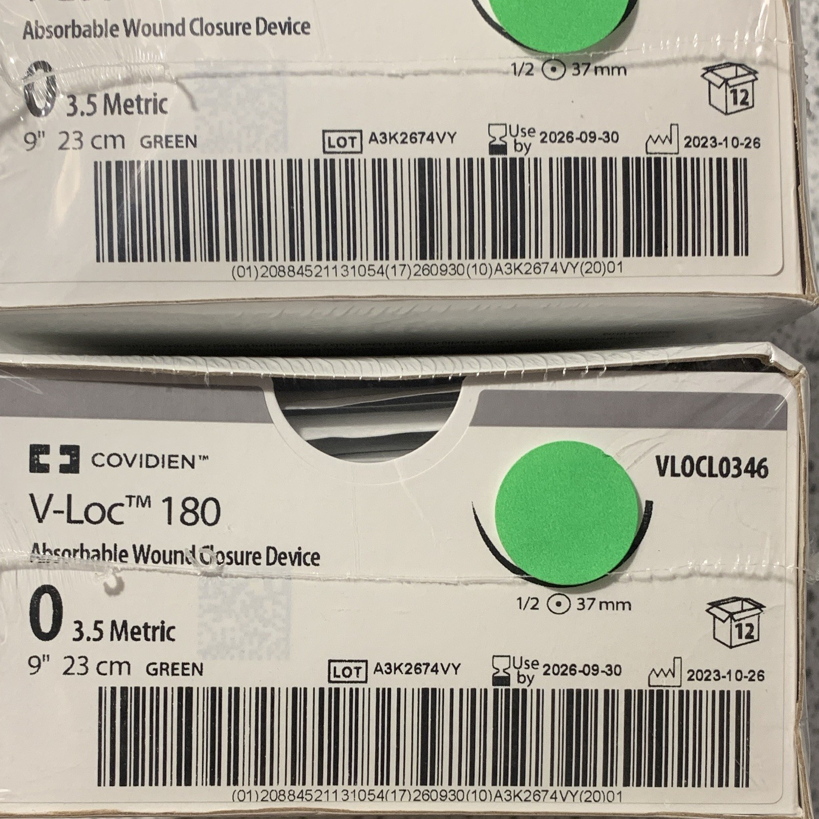 Covidien V-Loc 180 Absorbable Wound Closure 0 23cm Green Gen Surg VLOCL0346 (12)