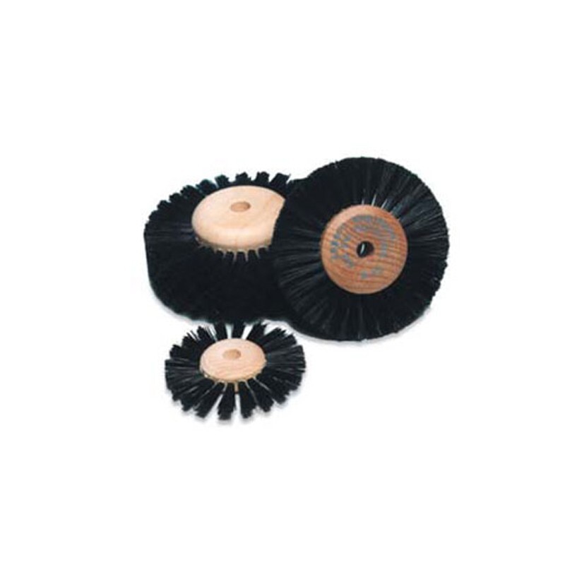 Abbott-Robinson 07260- B27 wood hub brush wheel, 3″ diameter, 4 converging rows