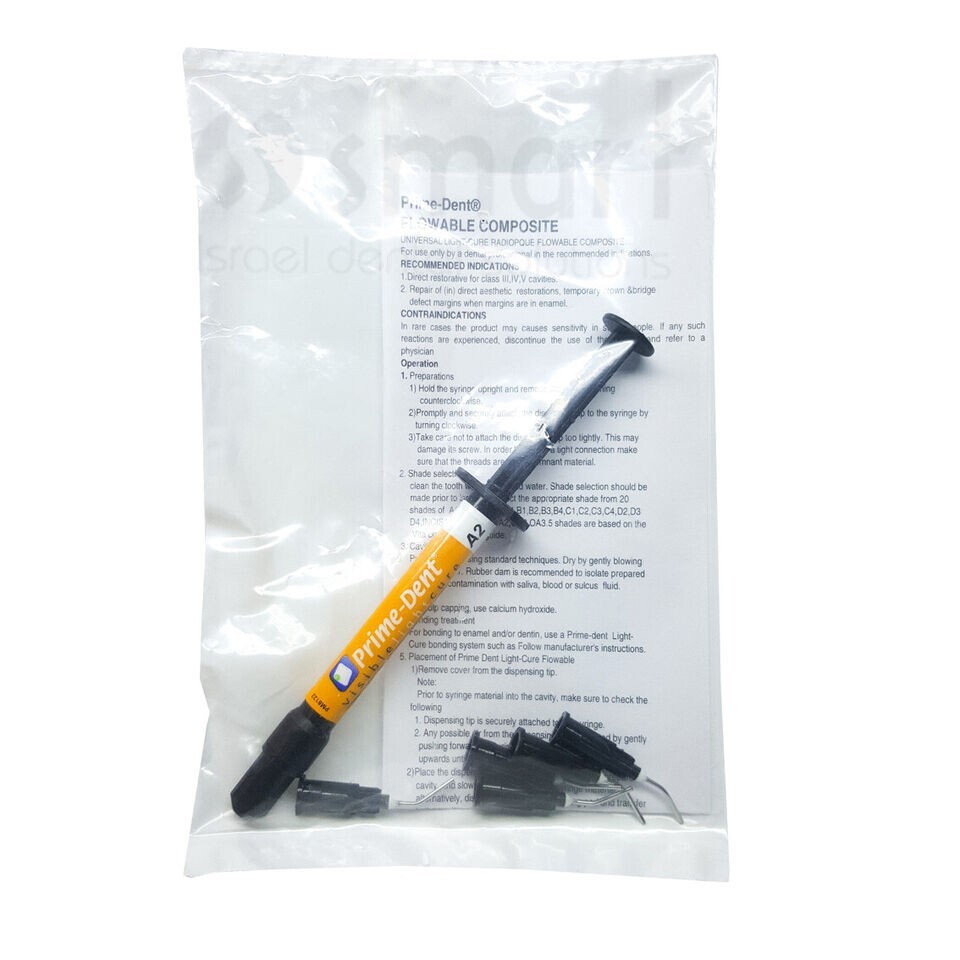 Lot x 5 visible light cure flow flowable filling composite 2 gr A2 Prime dent