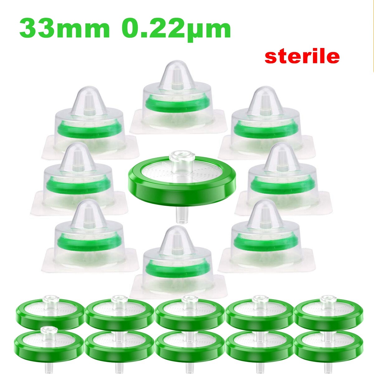 100PCS PES Syringe Filters 0.22μm 13mm/25mm/33mm + 50mL Conical Centrifuge Tubes