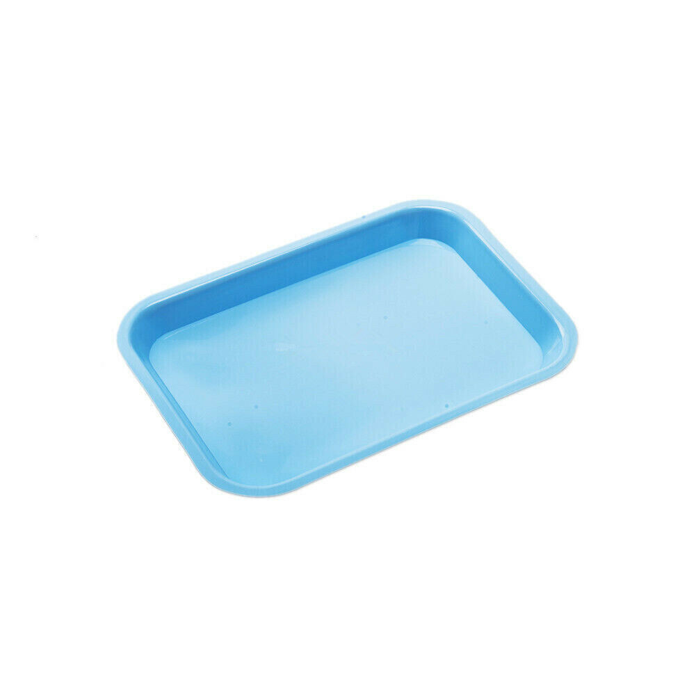 Size B Dental Flat Plastic Instrument Tray Blue Self-lubricating 13.25″ x 9.75″