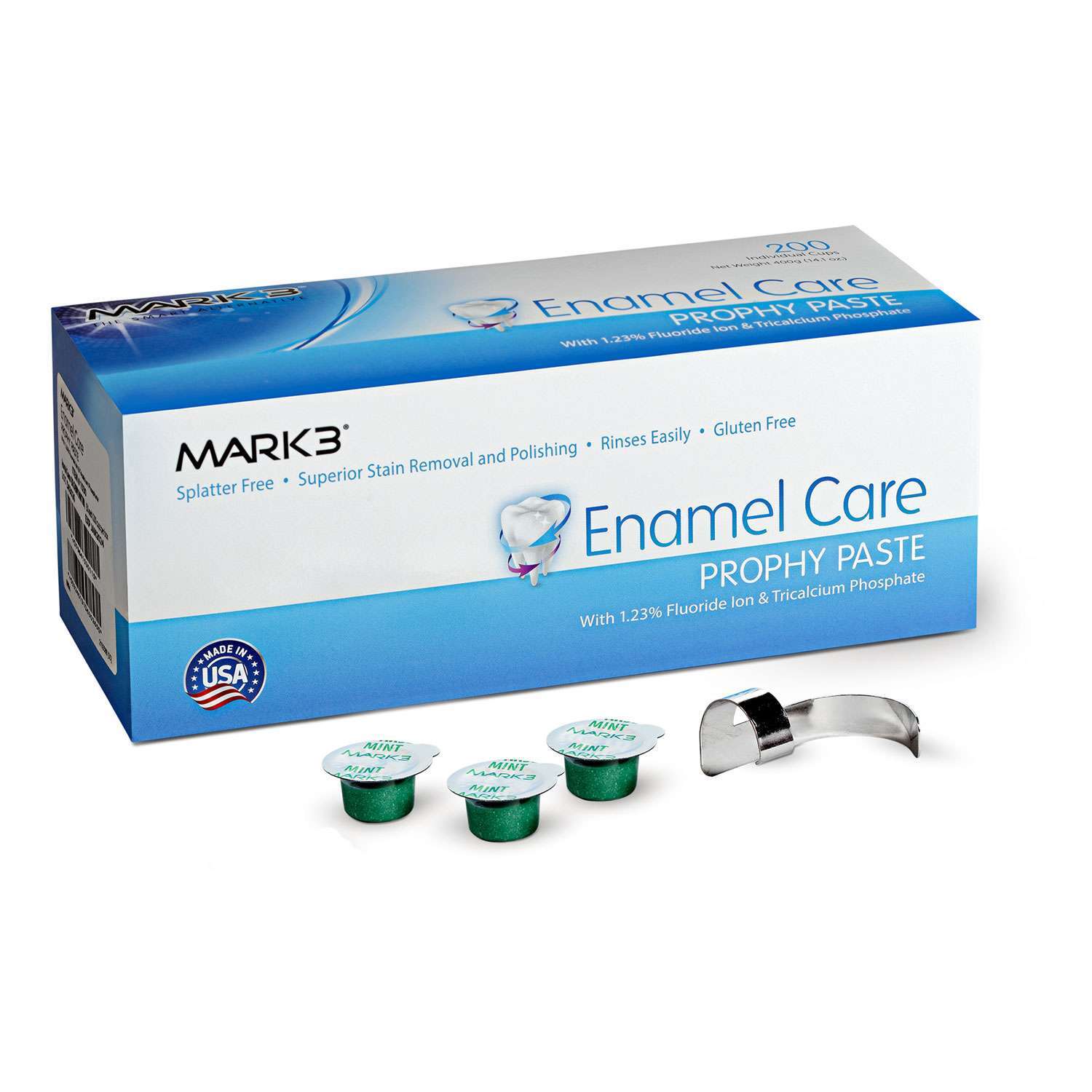 MARK3 Enamel Care Prophy Paste, Medium Grit, Mint with TCP, 200/Box